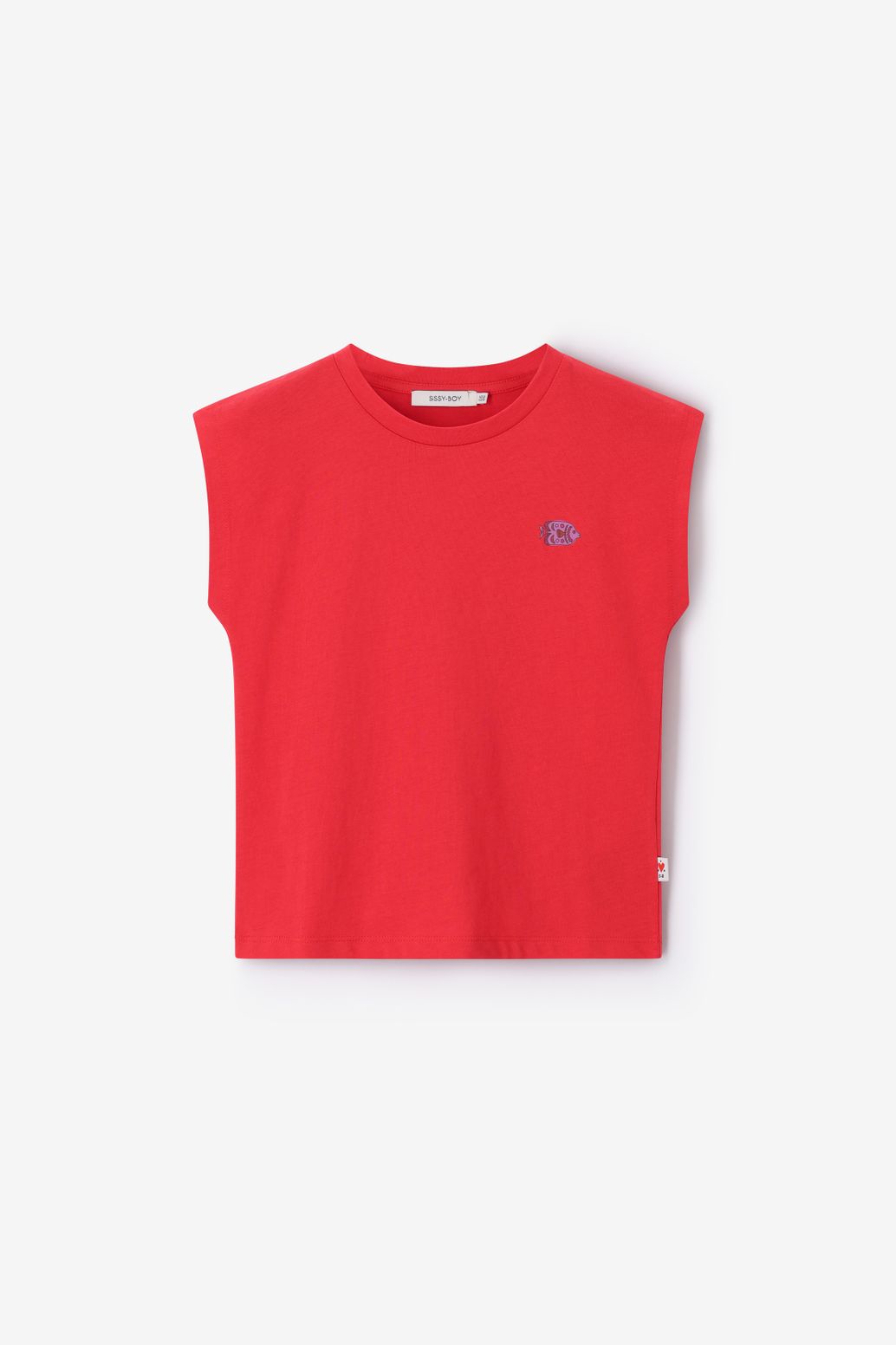 T-Shirt mit Stickerei-Detail - rot