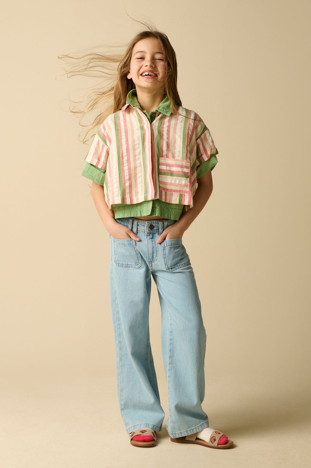 Roze gestreepte blouse