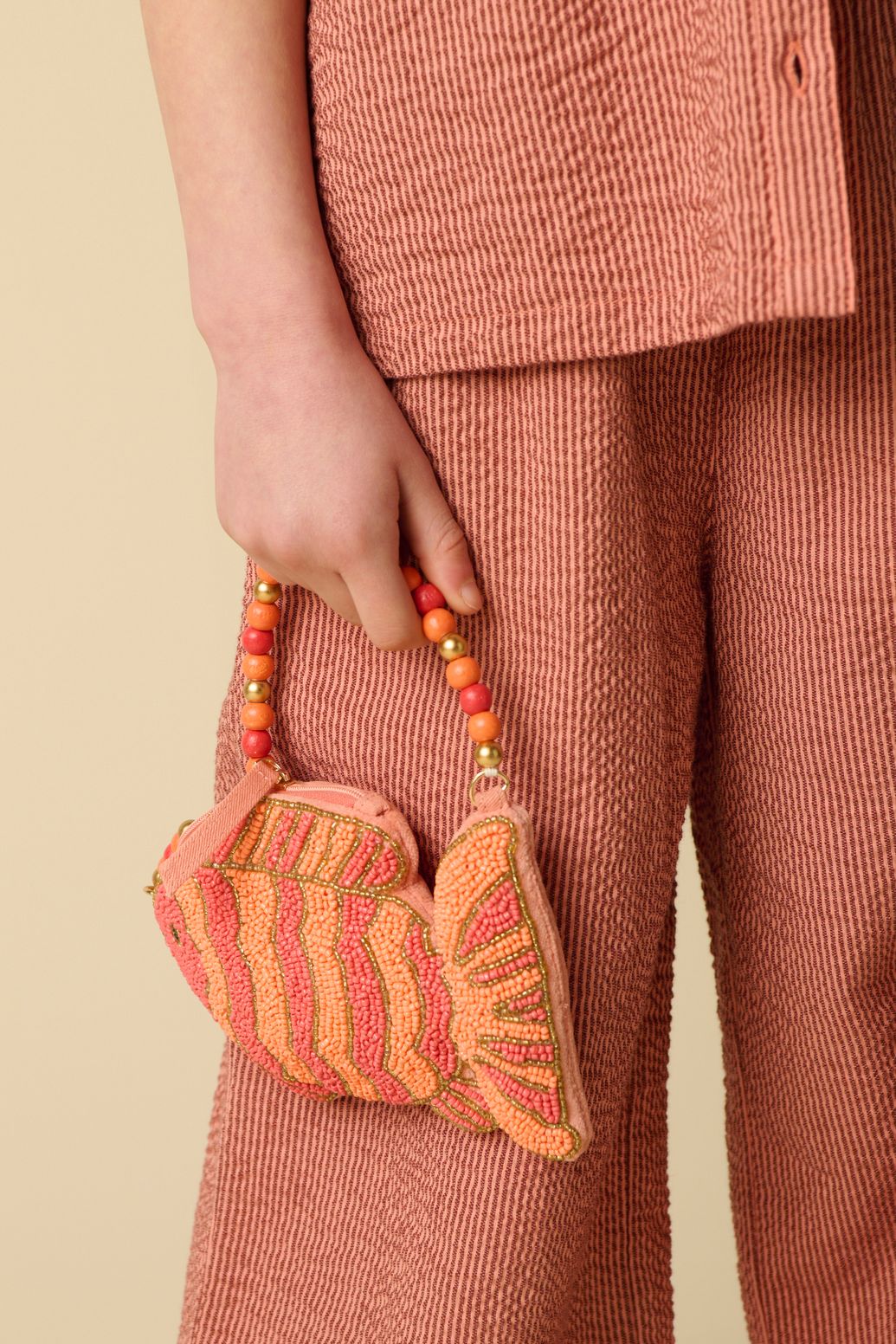 Donkerrode wide leg gestreepte broek