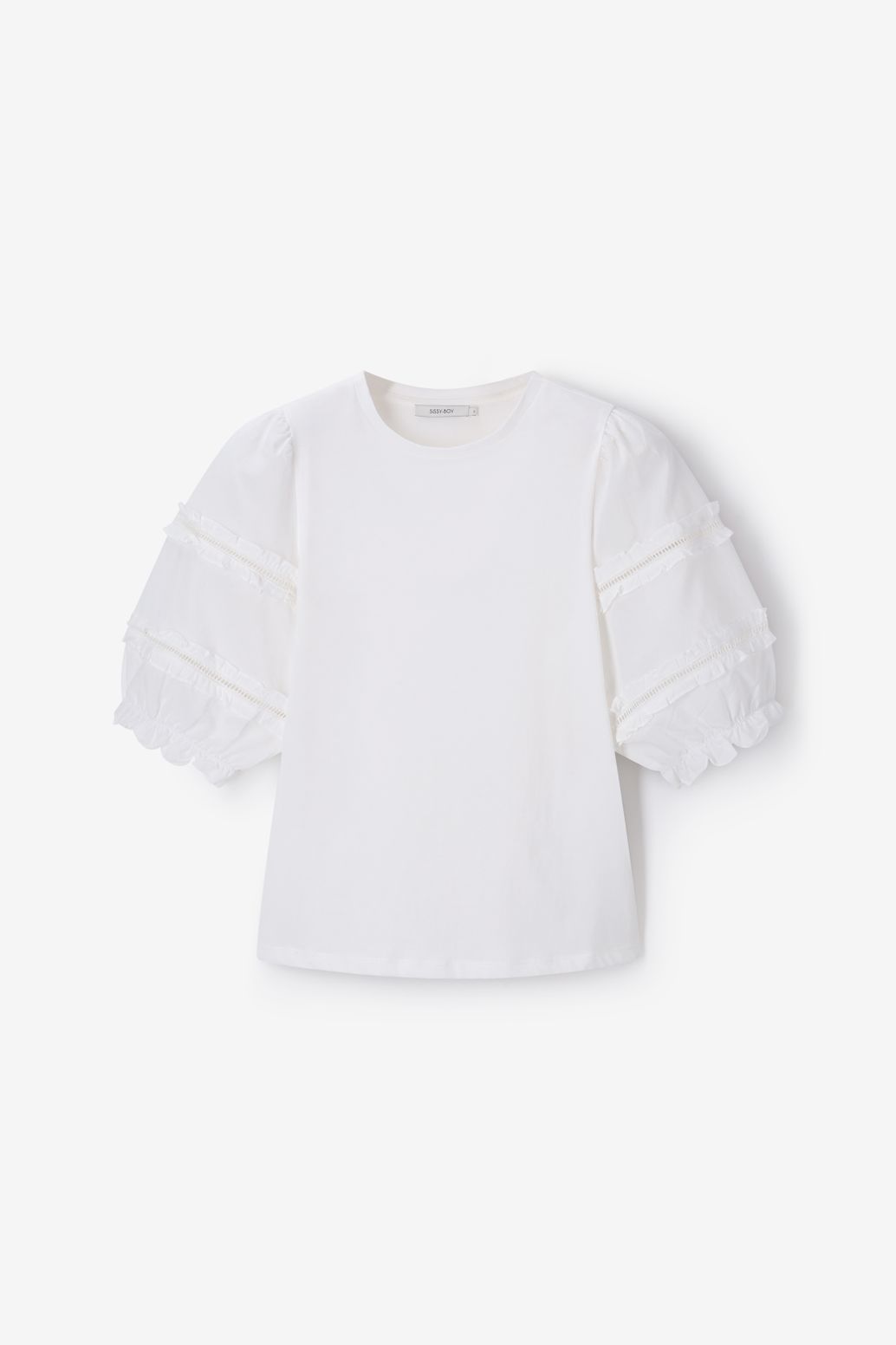 T-Shirt mit Puffärmeln - weiß