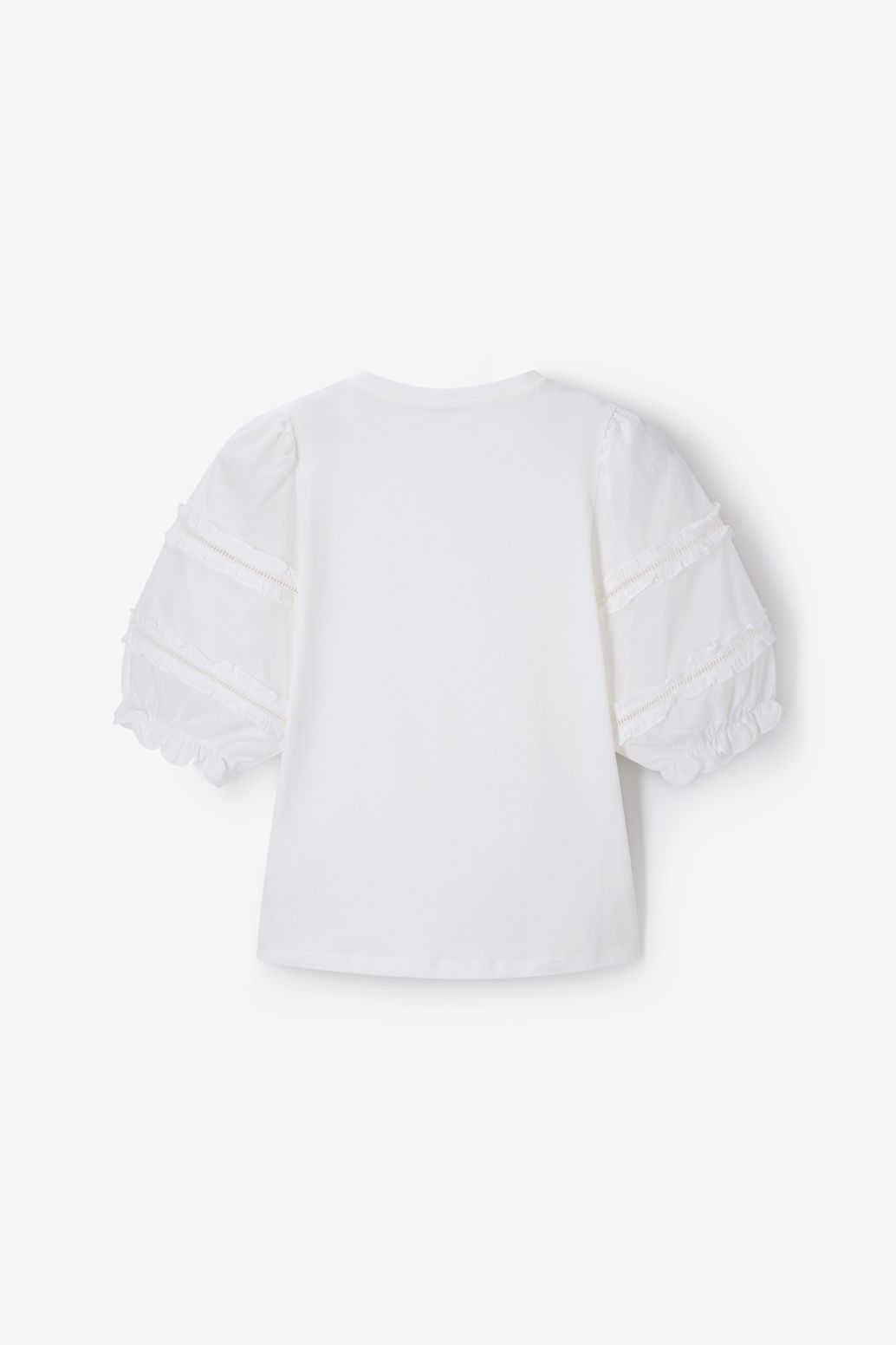 Wit T-shirt met pofmouwen