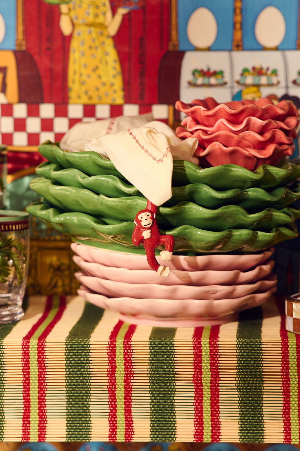 Assiettes petit-déjeuner fleur - rose clair