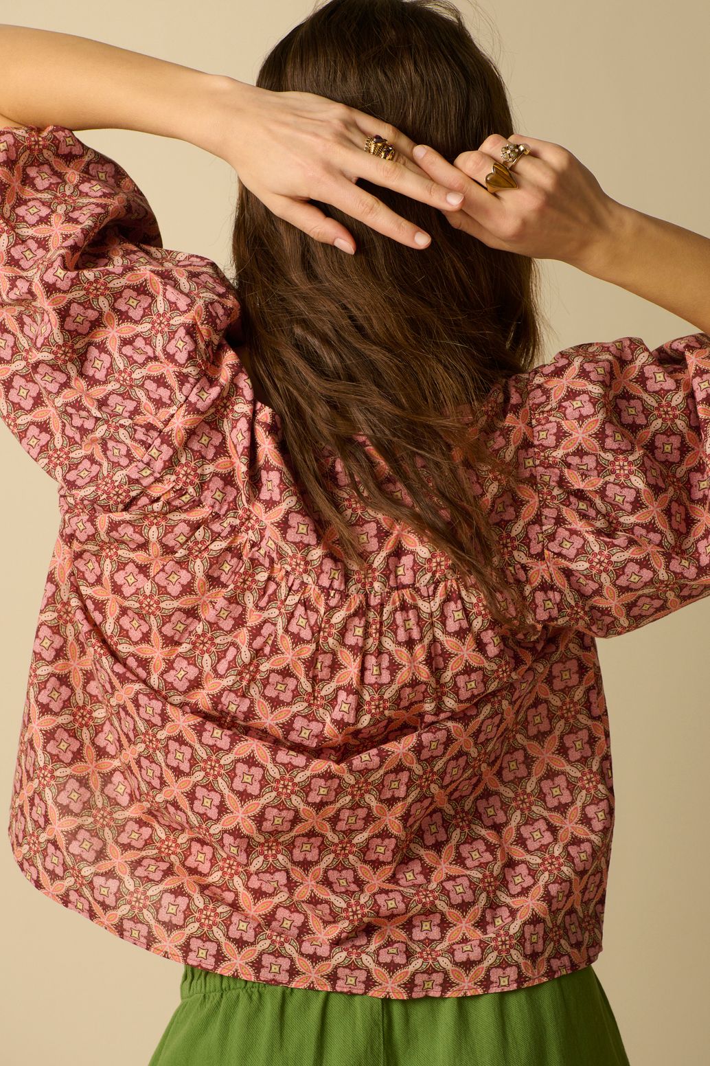 Gemustertes Top - dunkelrot