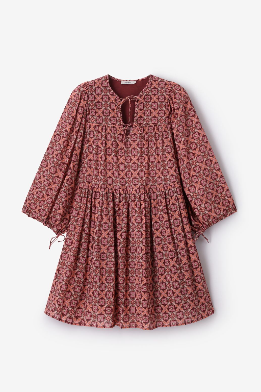 Robe mi-longue avec imprimé - rouge foncé