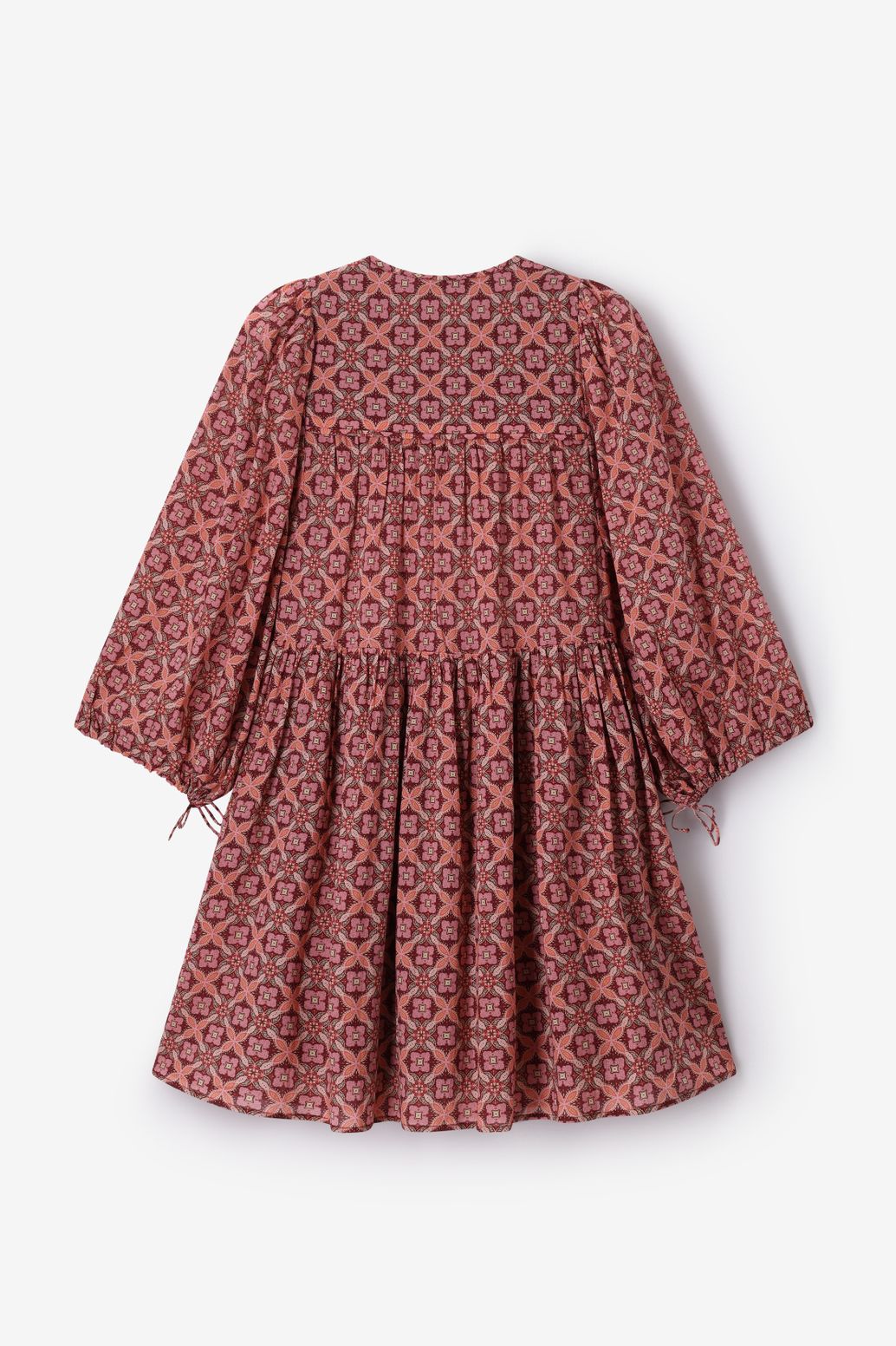 Gemustertes Midi-Kleid - dunkelrot