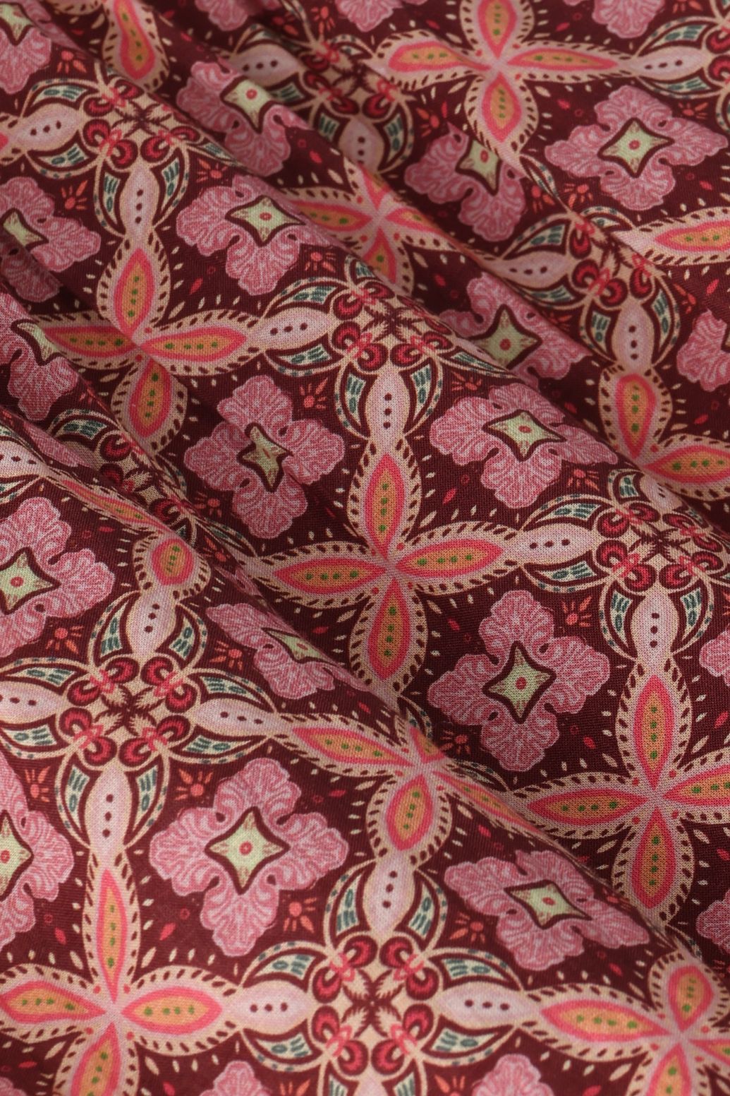 Donkerrode midi jurk met print