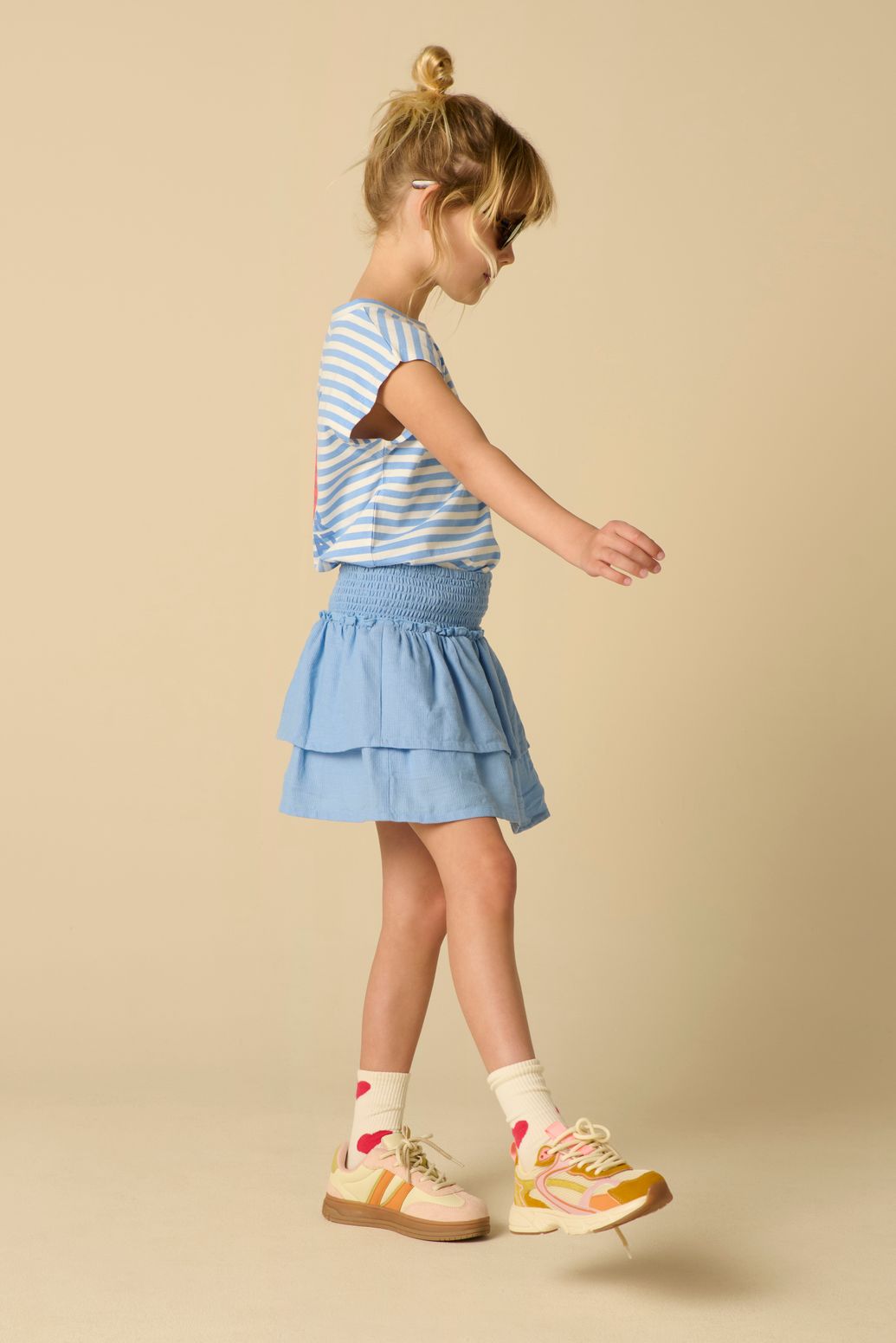 Jupe en tissu gaufré - bleu clair