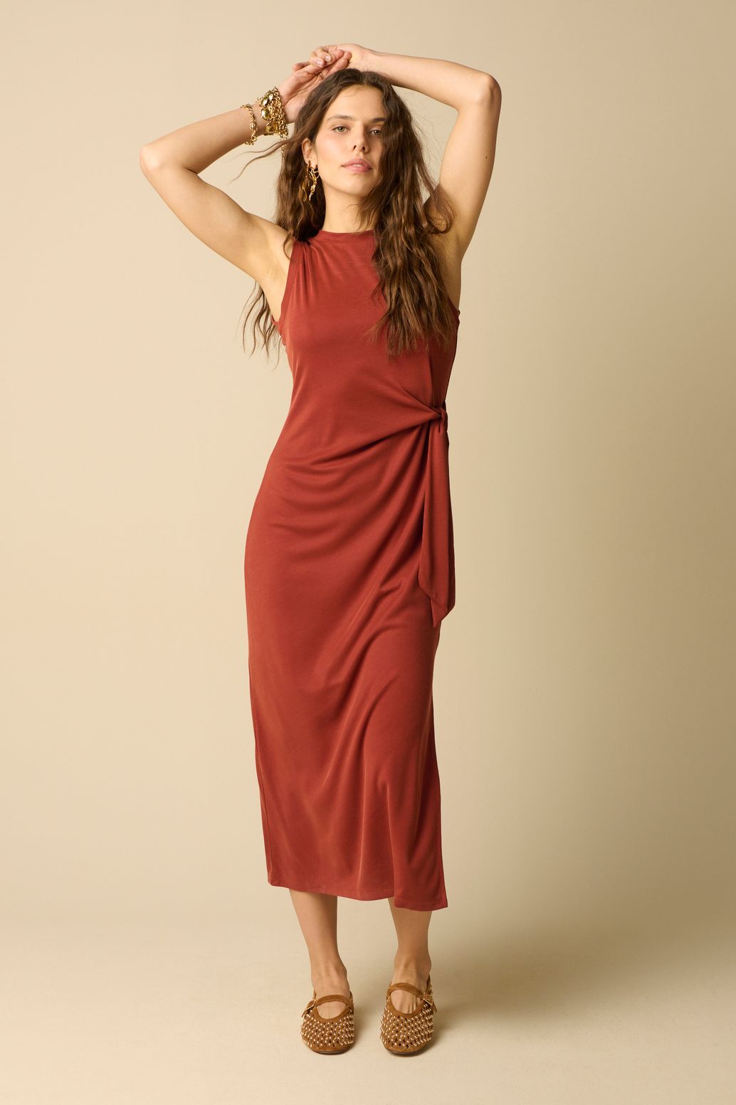 Jersey-Kleid - dunkelrot