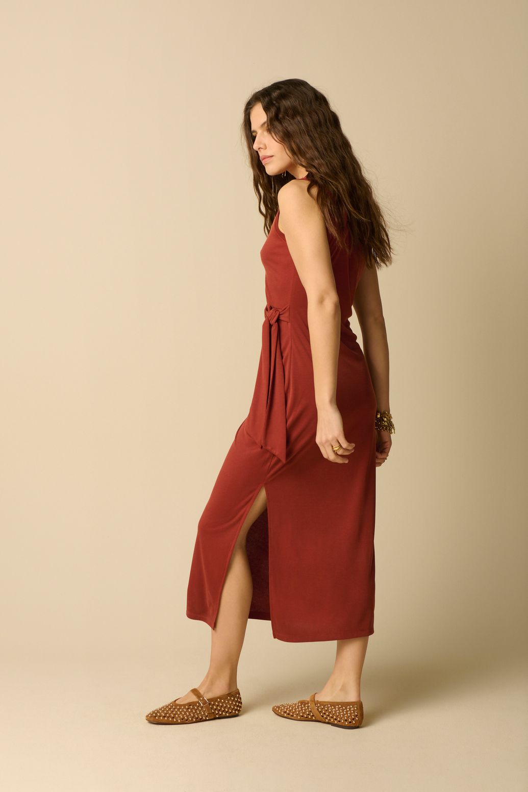 Jersey-Kleid - dunkelrot