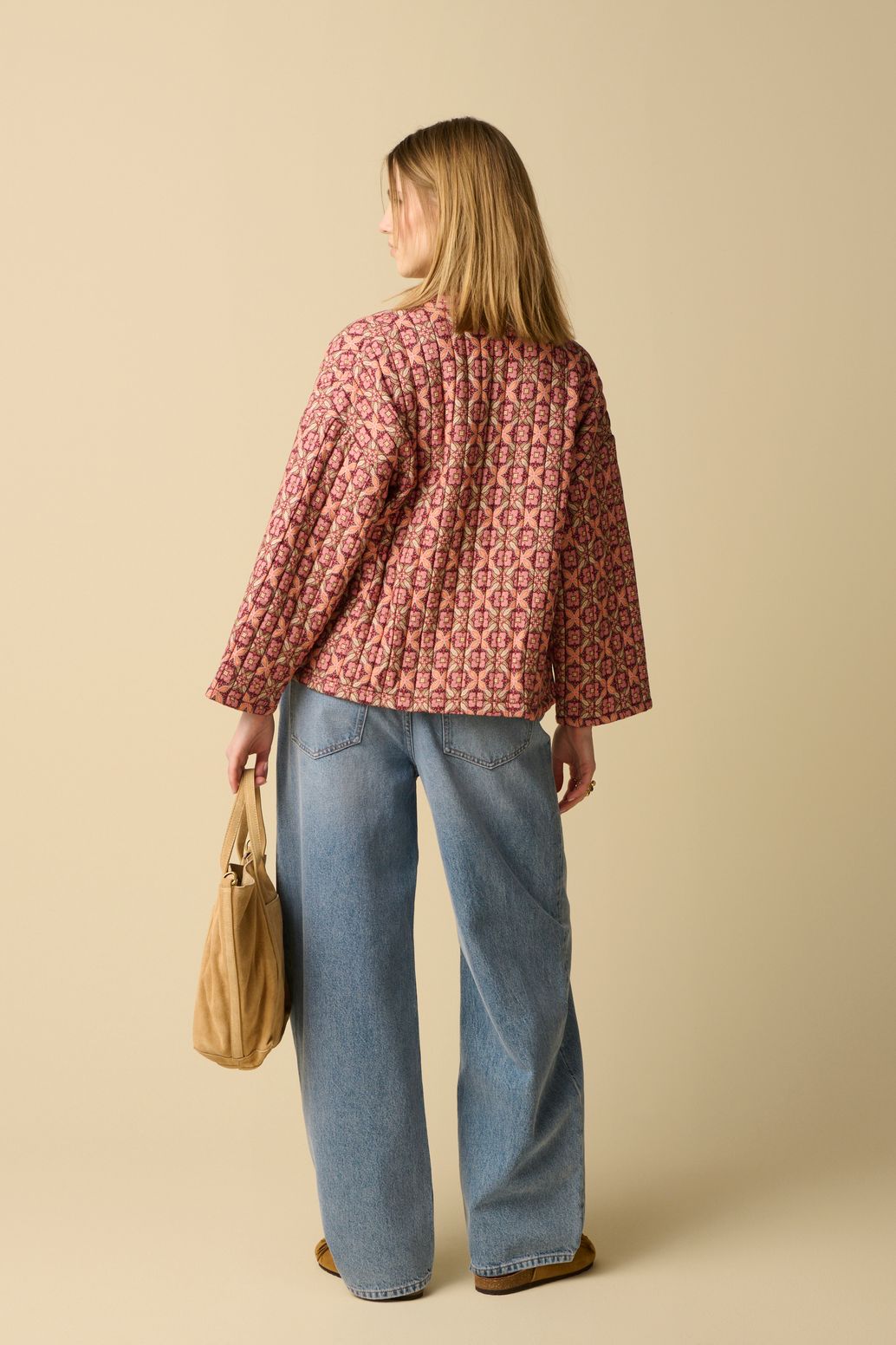 Kimono matelassé avec imprimé - rouge foncé