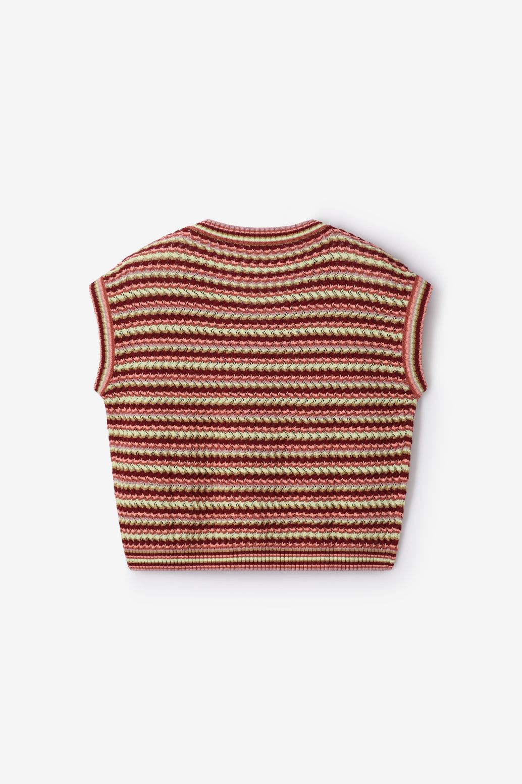 Donkerrode mouwloze gestreepte trui
