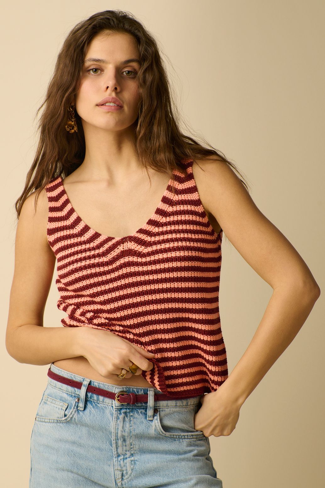 Débardeur tricoté - rouge foncé