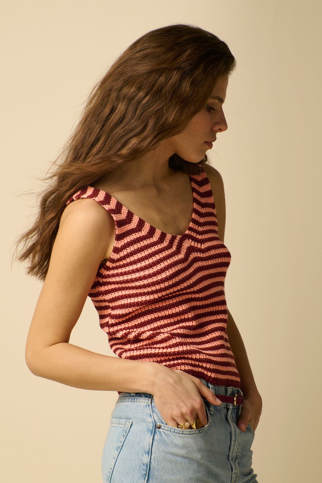 Débardeur tricoté - rouge foncé