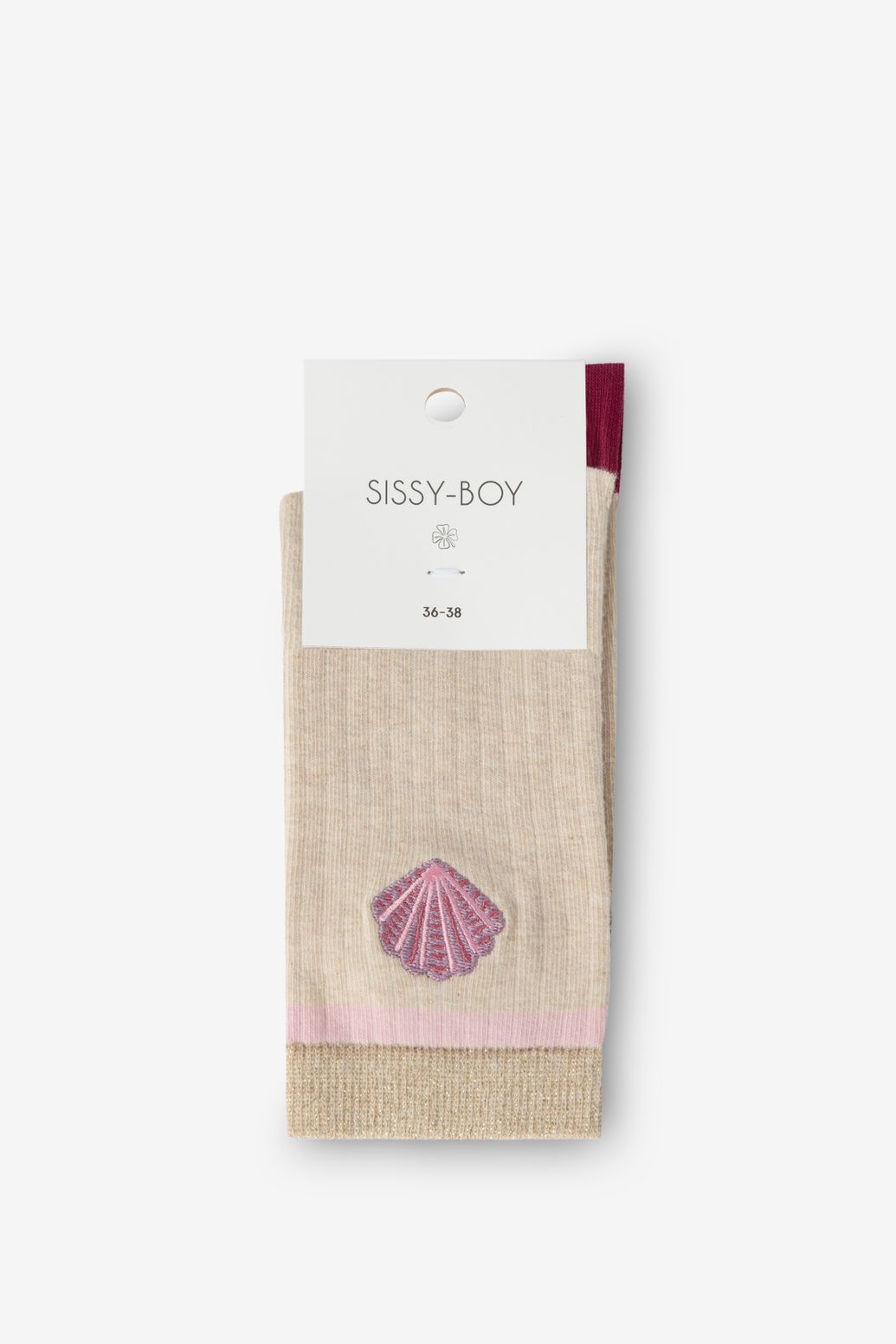 Socken mit Muschelstickerei - rosa