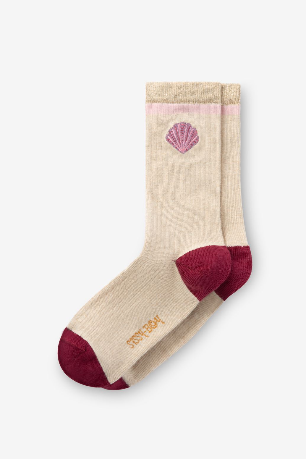 Socken mit Muschelstickerei - rosa
