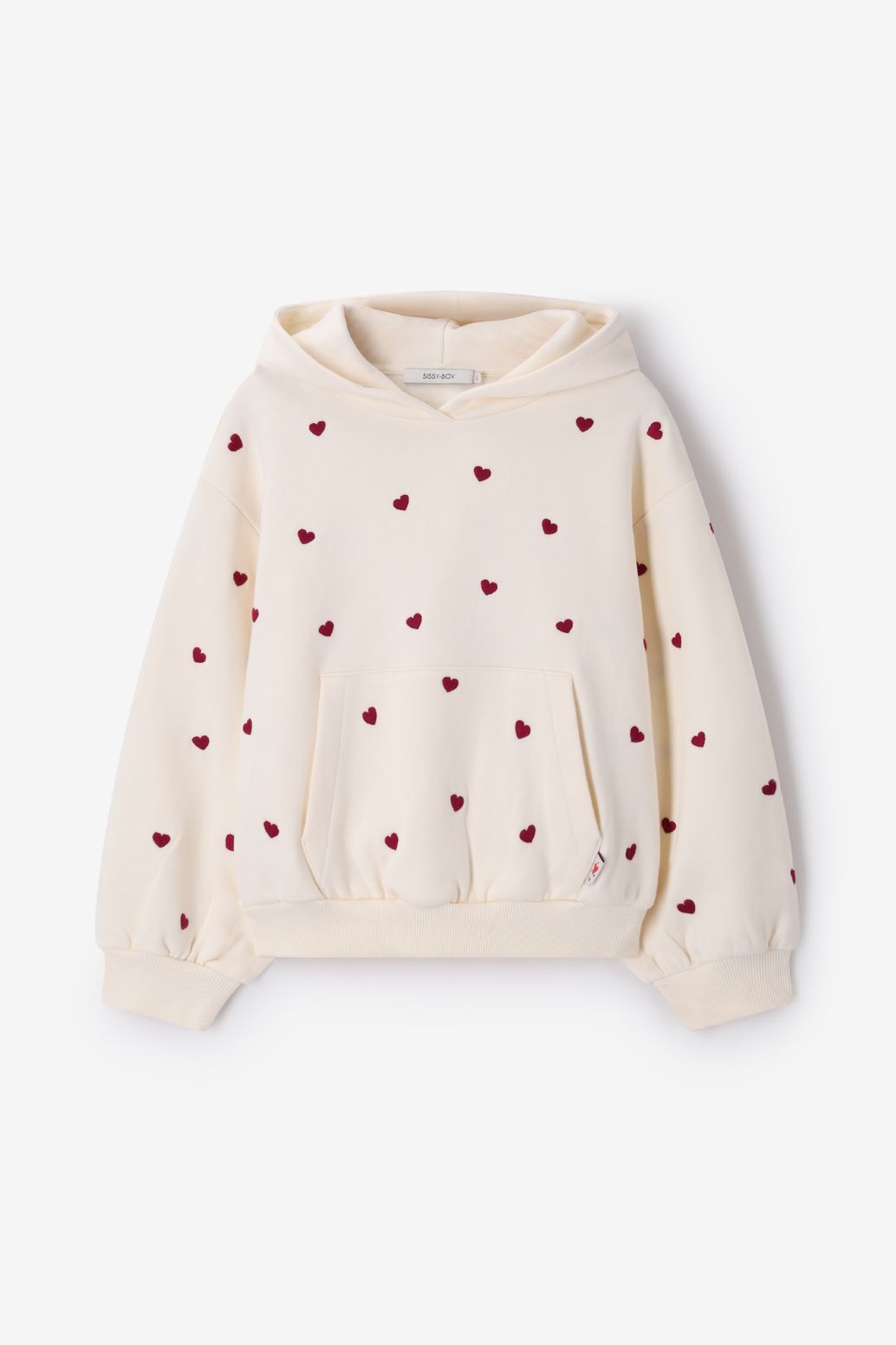 Sweat à capuche avec broderie cœurs - blanc