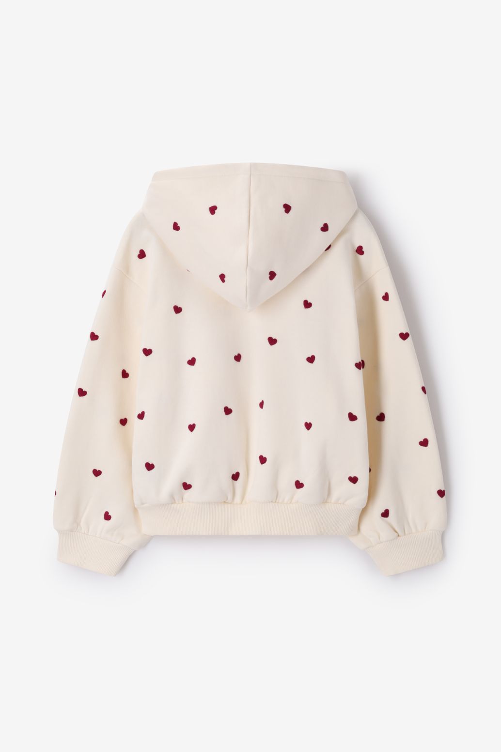 Sweat à capuche avec broderie cœurs - blanc