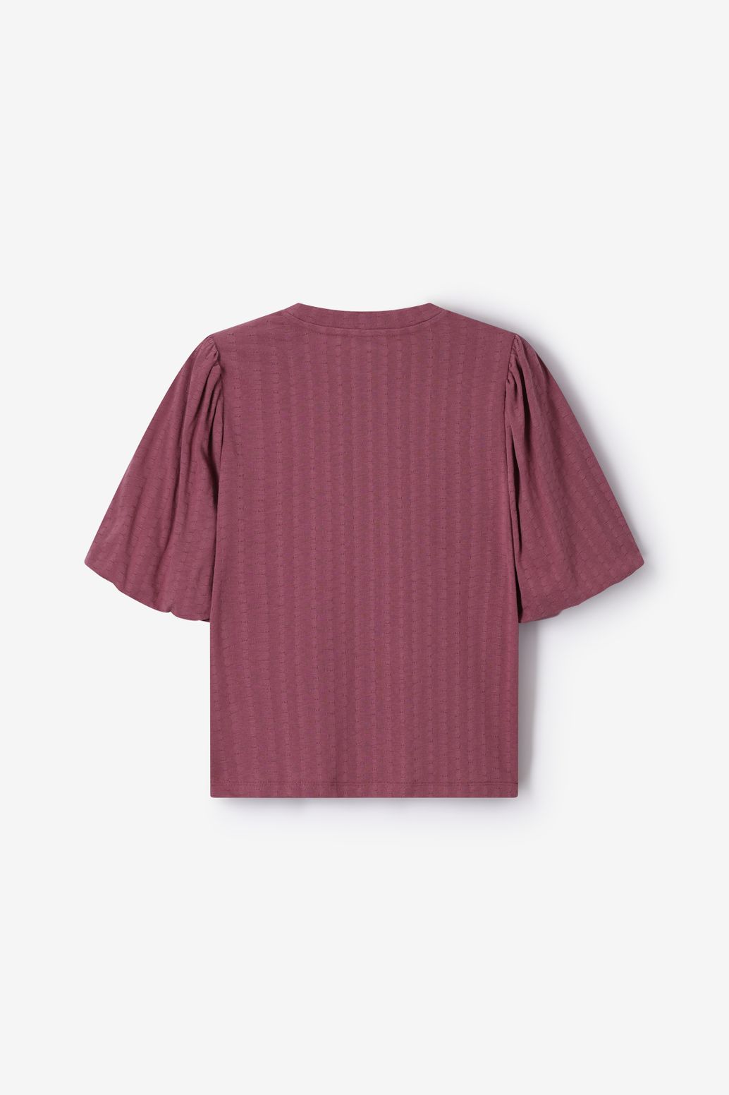 Donkerroze t-shirt met pofmouwen