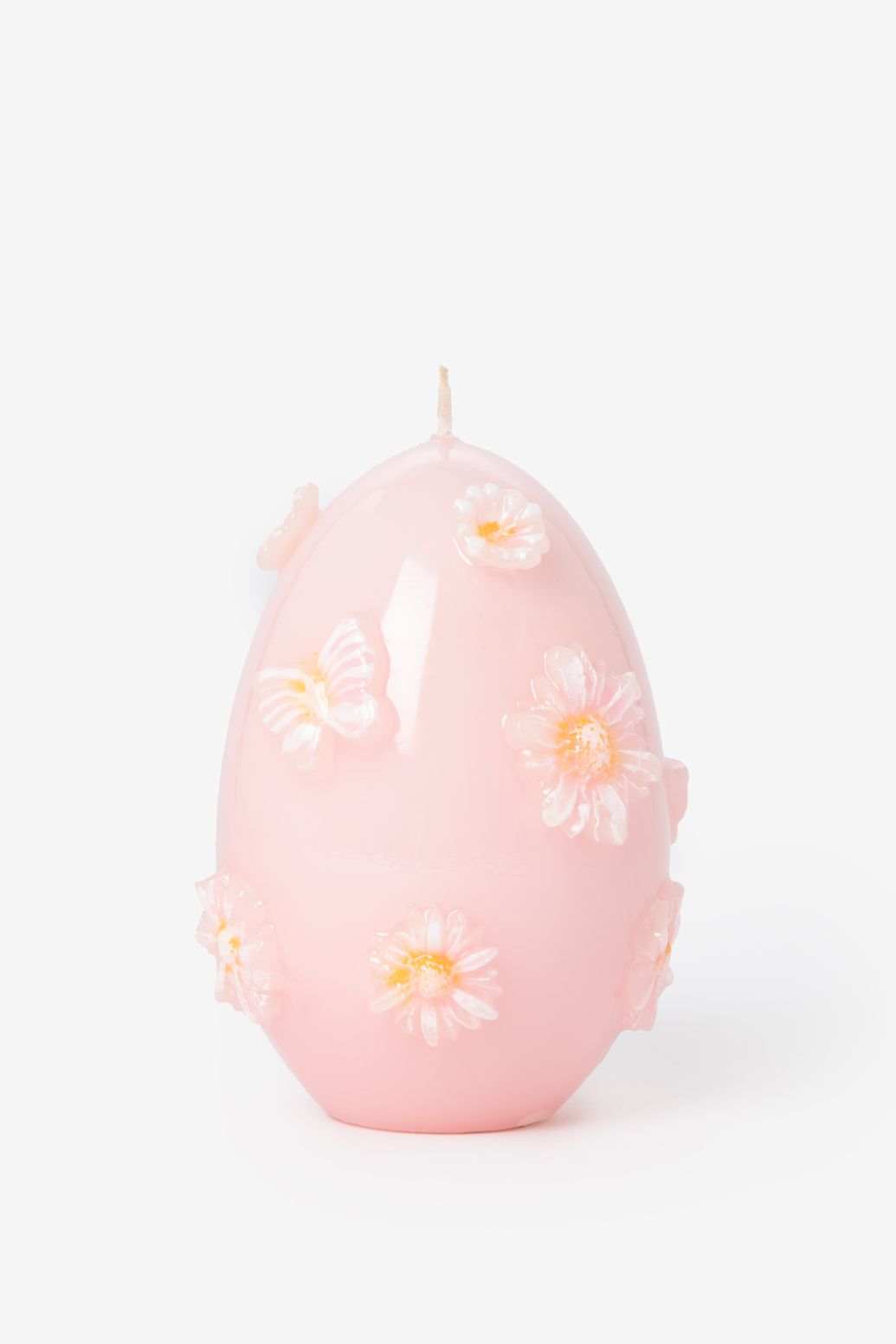 Bougie œuf avec fleurs - rose