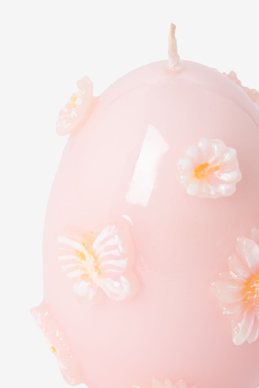 Bougie œuf avec fleurs - rose