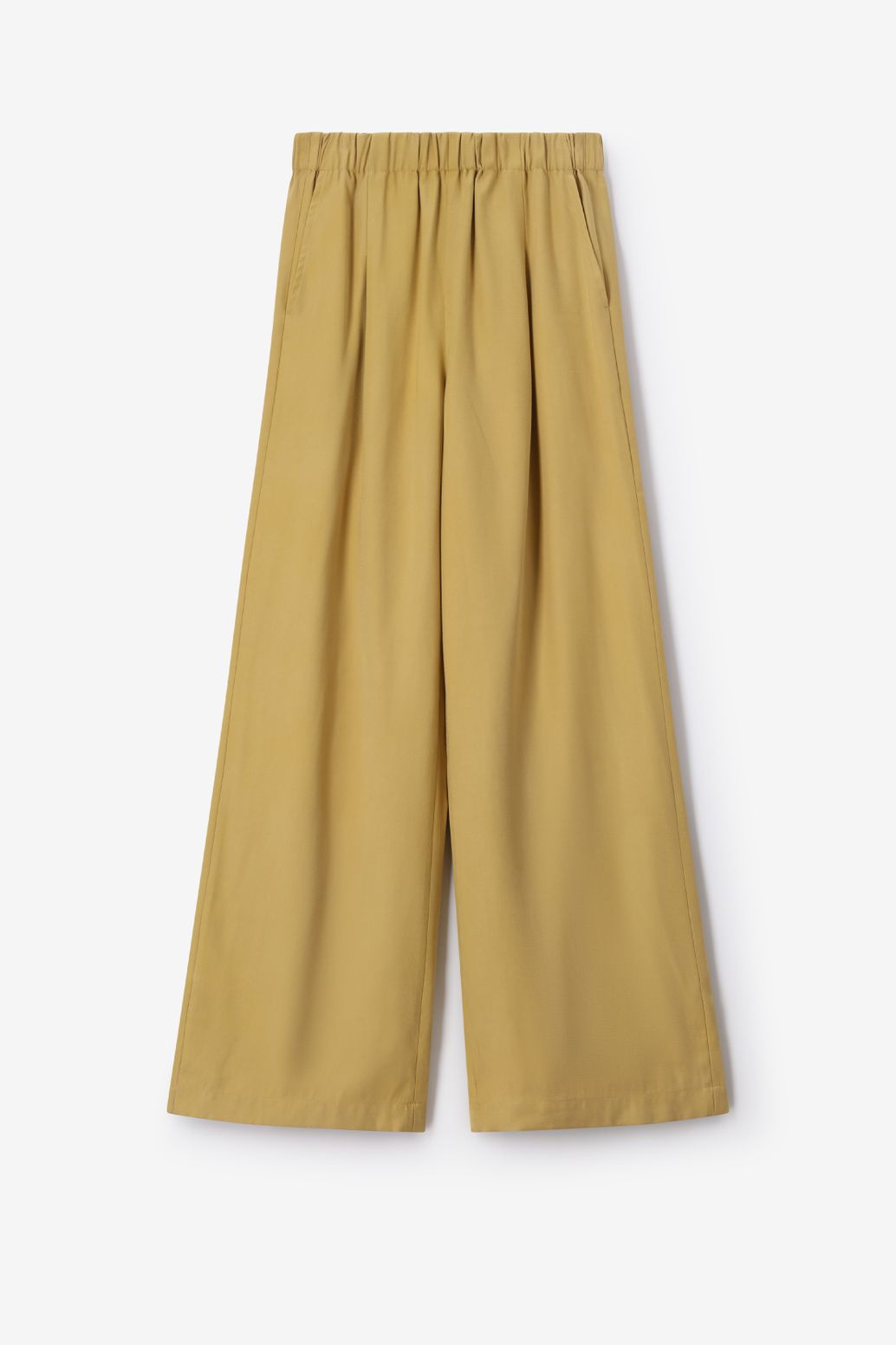 Gele high waist wide leg broek