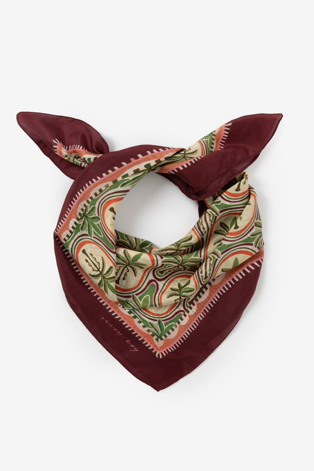 Donkerrode sjaal met palm print