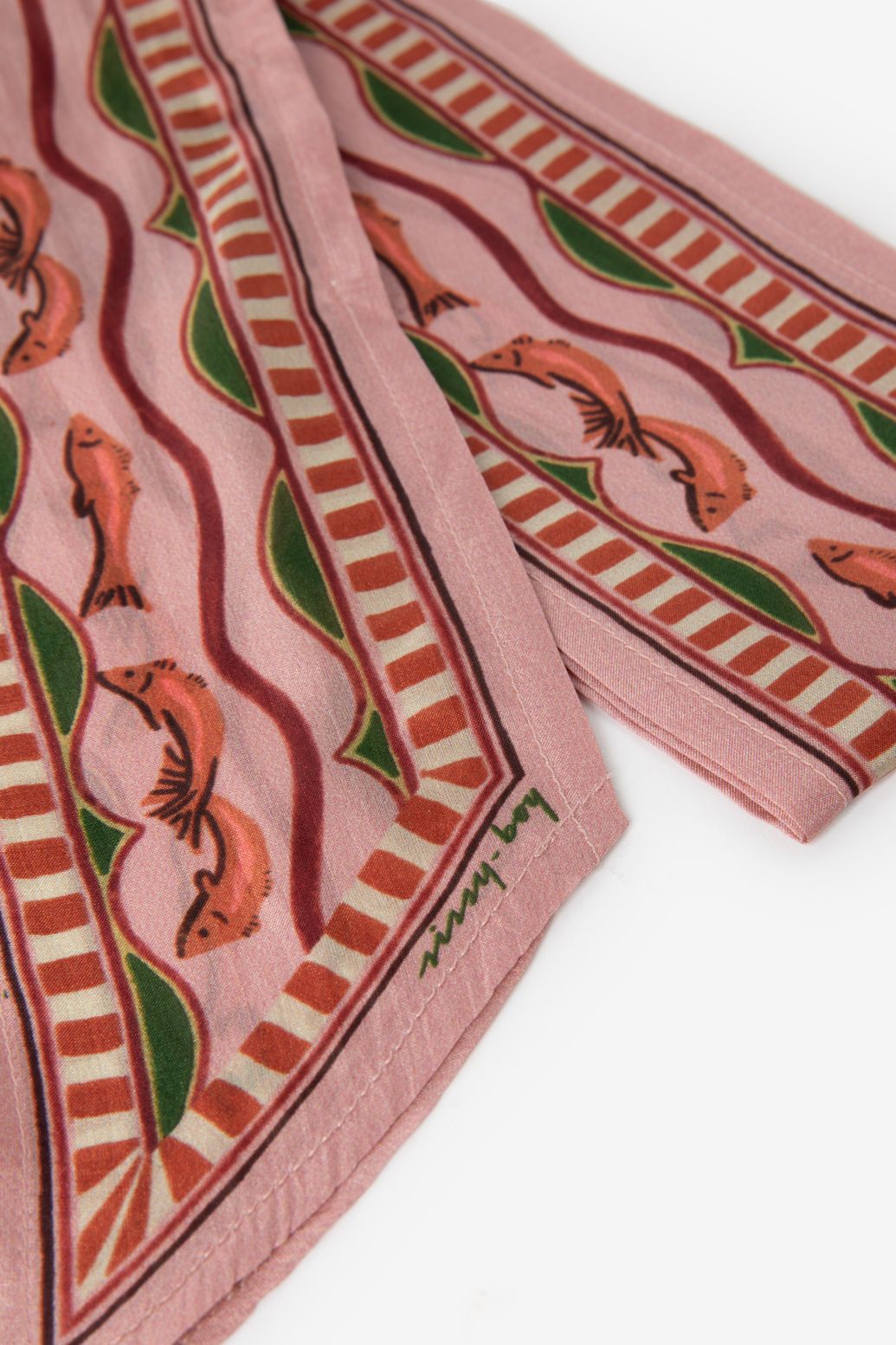 Foulard avec poissons - rose clair