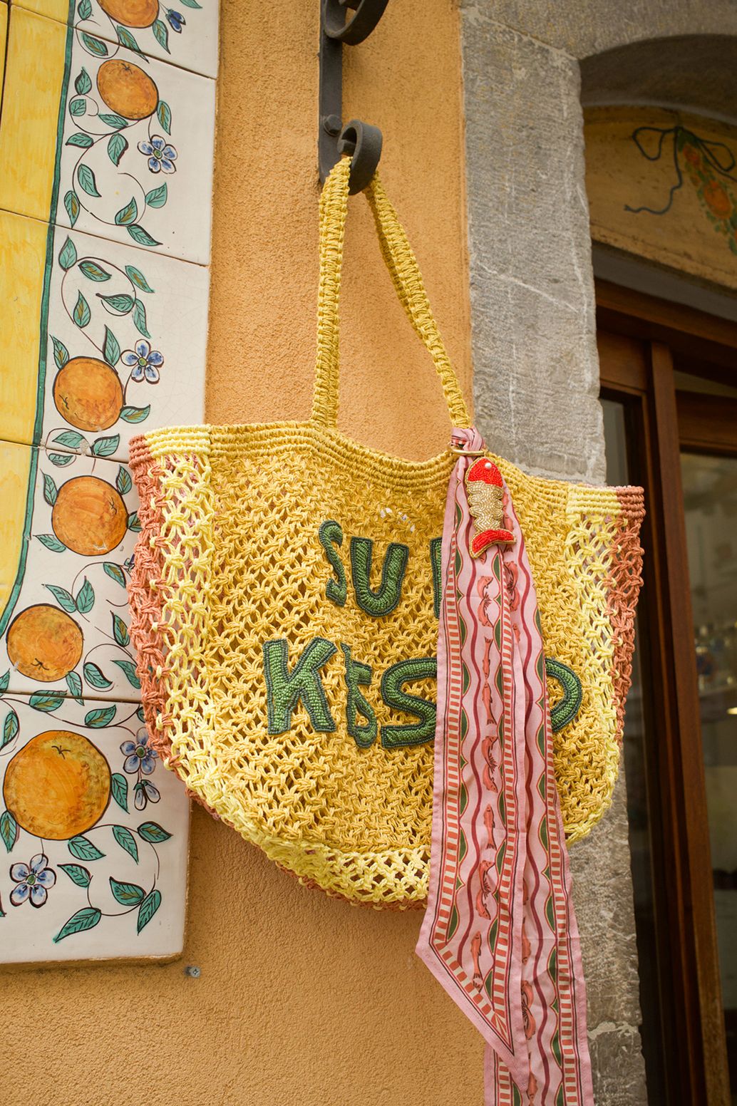 Foulard avec poissons - rose clair