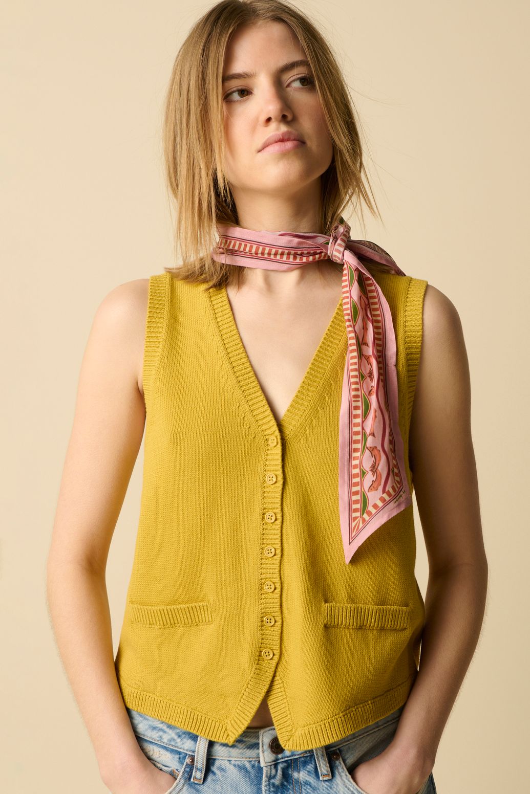 Foulard avec poissons - rose clair