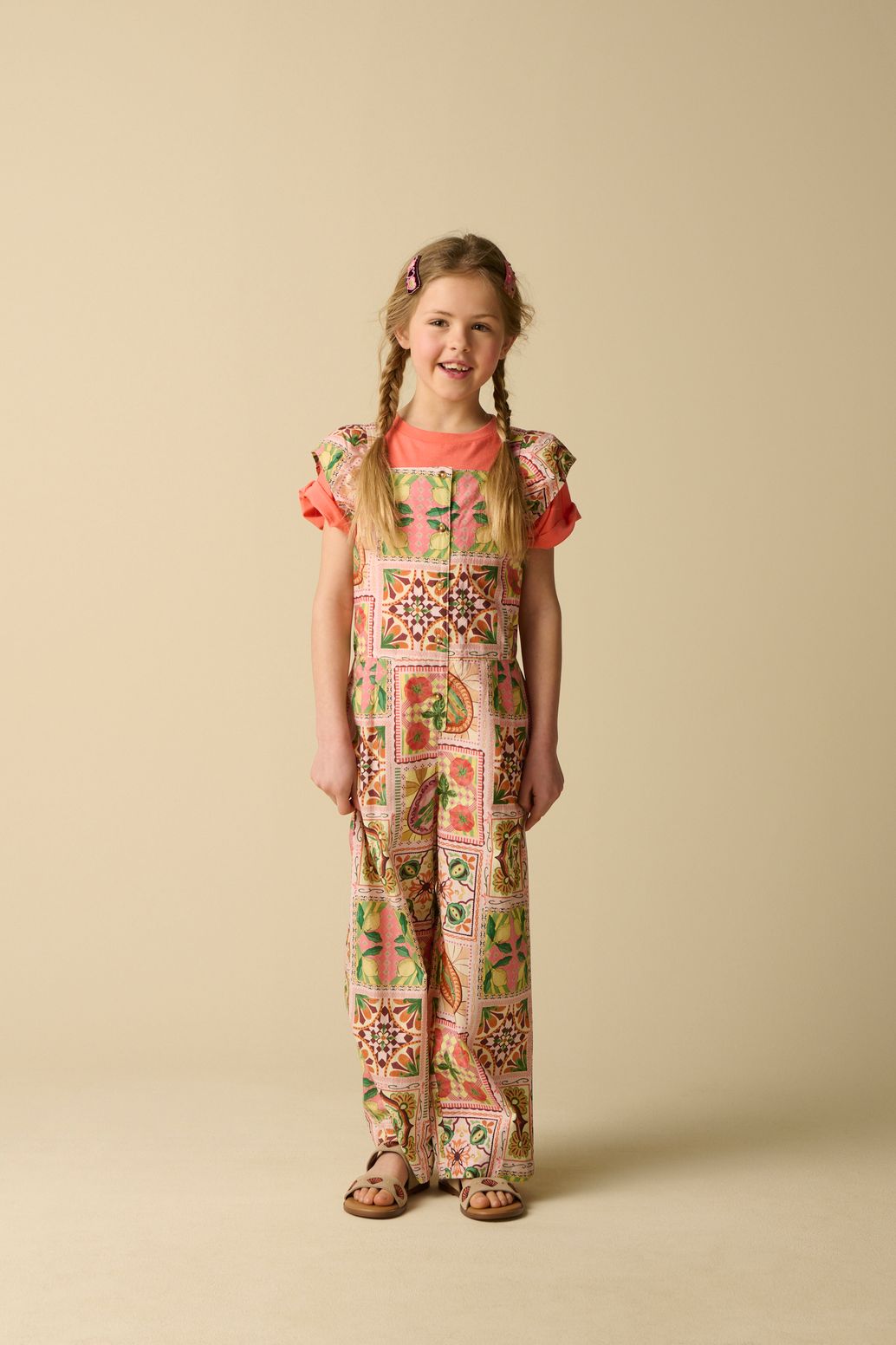 Lichtroze jumpsuit met print