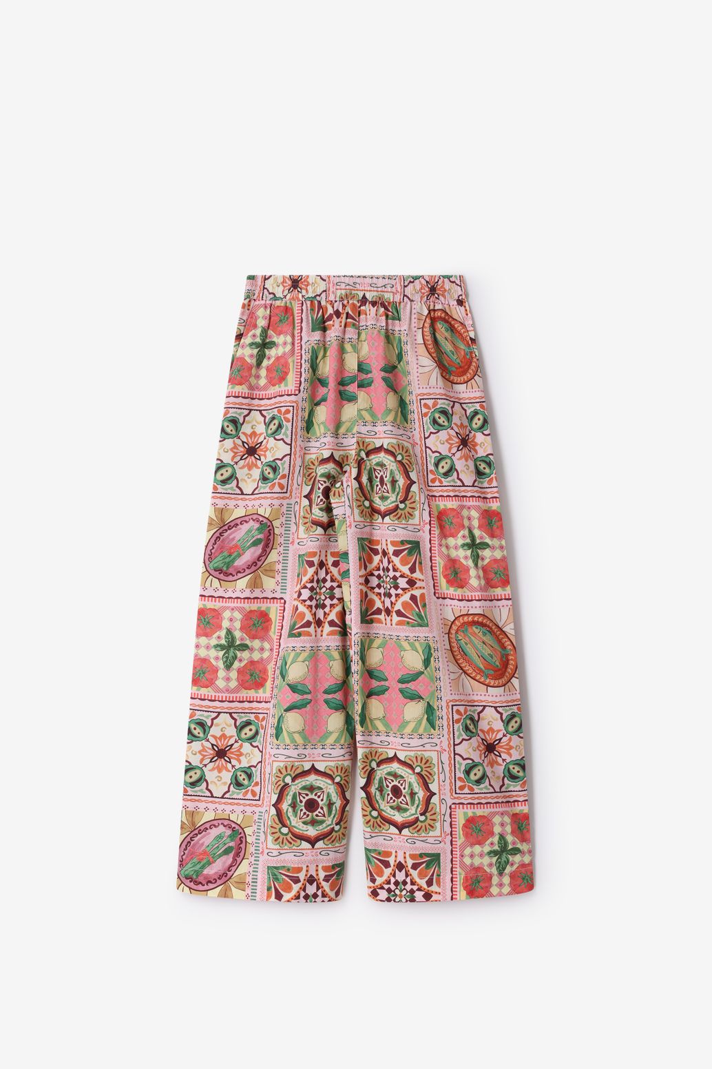 Lichtroze wide leg broek met print