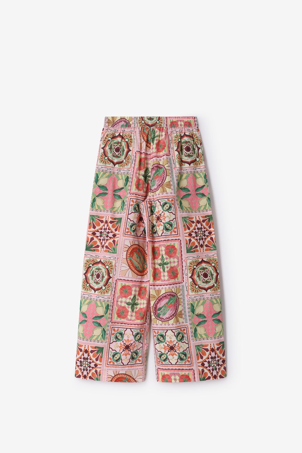 Lichtroze wide leg broek met print