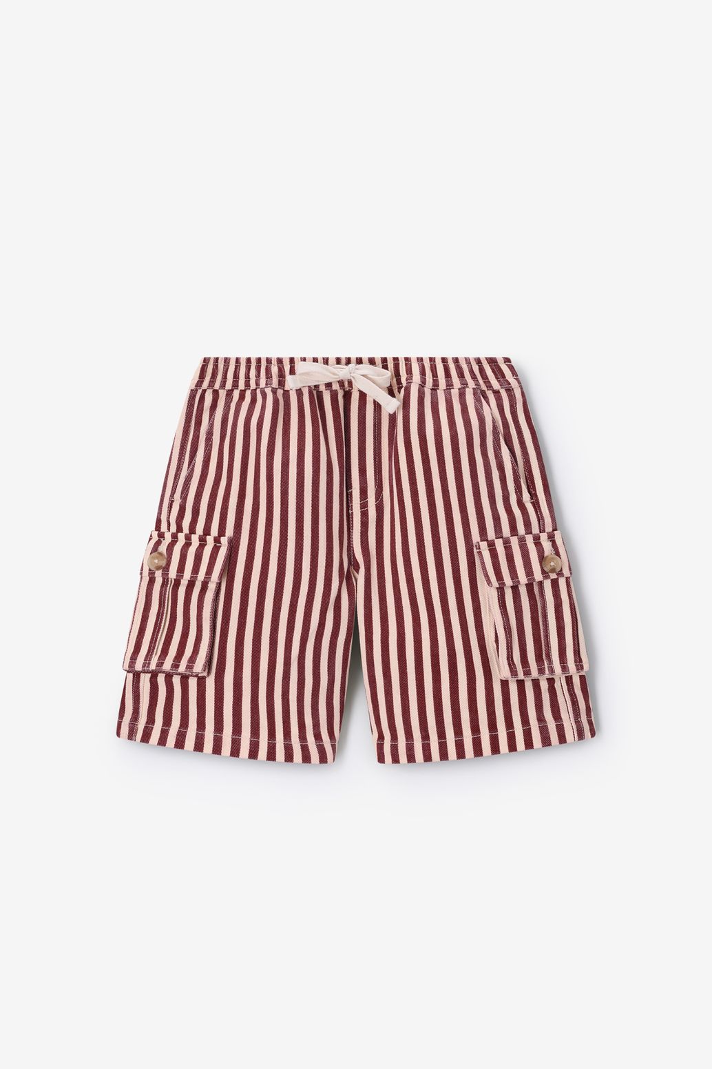 Gestreifte Twill-Shorts - dunkelrot