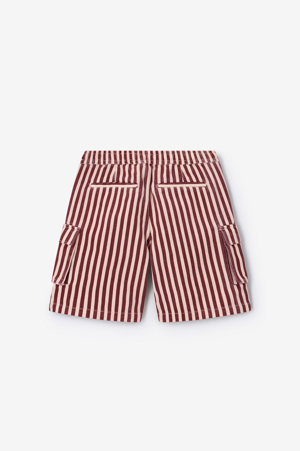 Gestreifte Twill-Shorts - dunkelrot