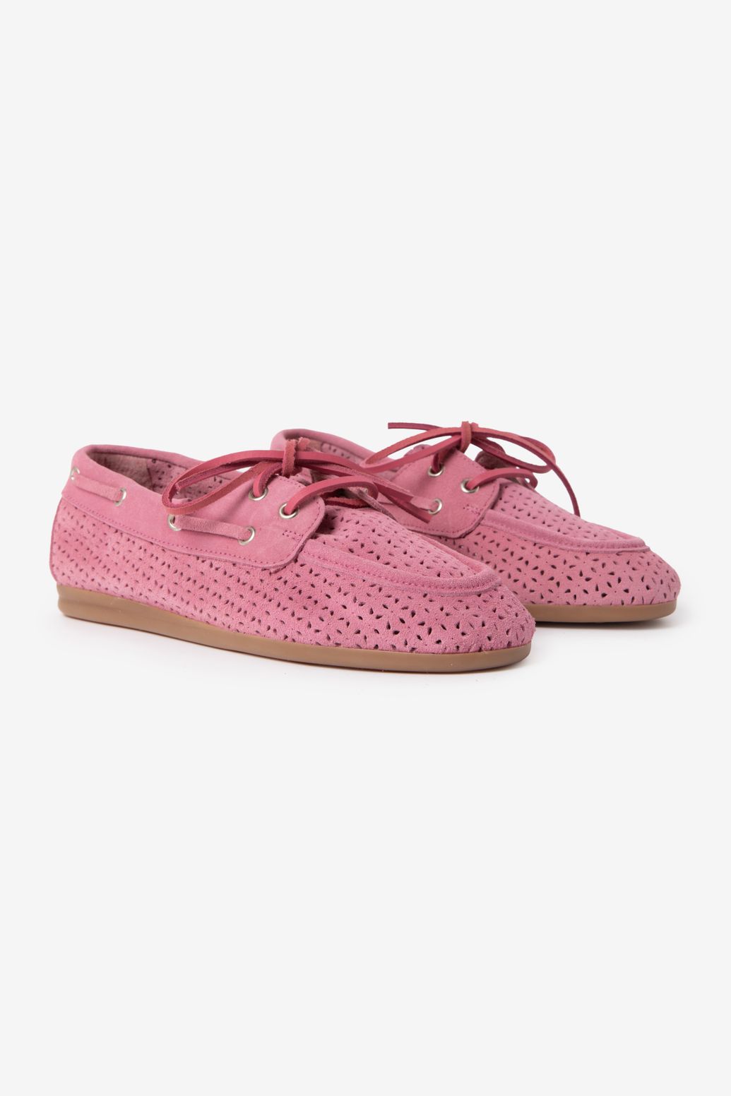 Bootsschuhe aus Veloursleder - rosa