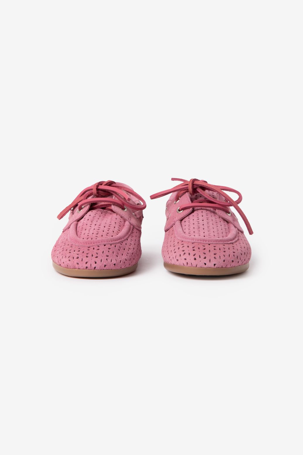 Chaussures bateau ajourées en daim - rose
