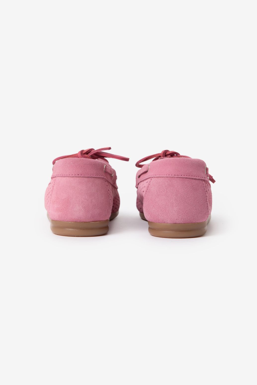 Chaussures bateau ajourées en daim - rose