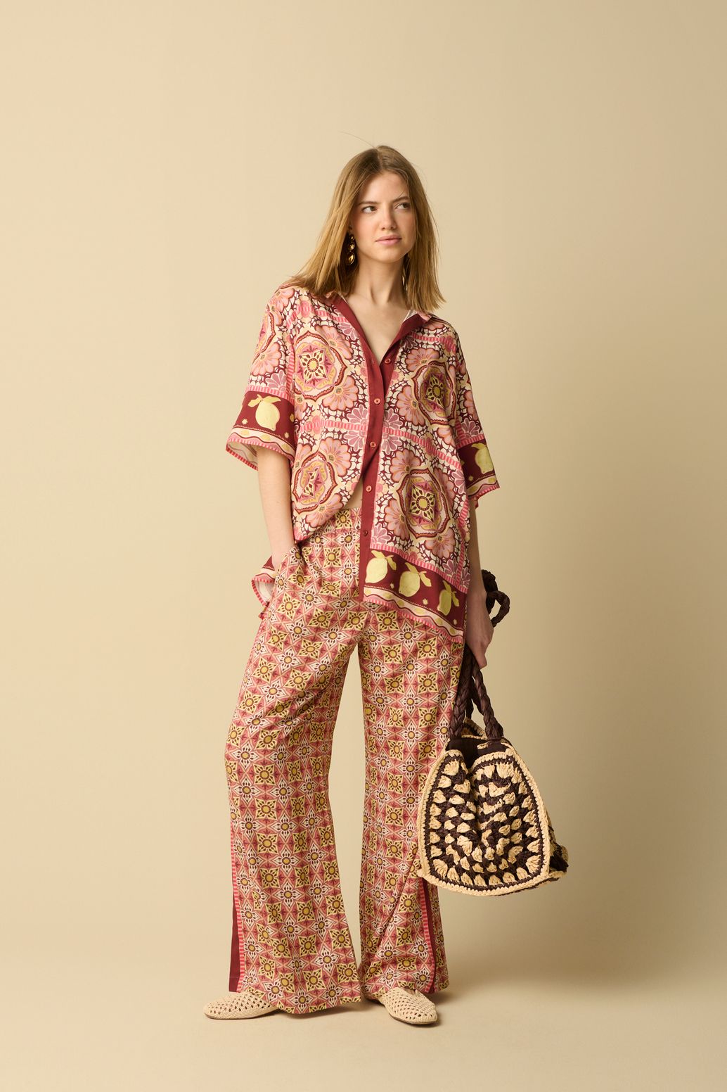 Gemusterte Bluse - rosa