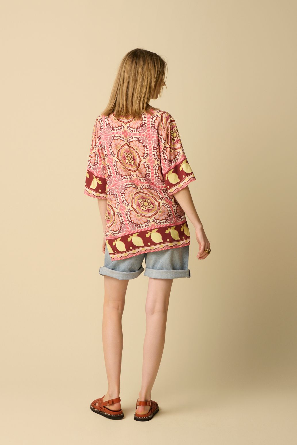 Gemusterte Bluse - rosa