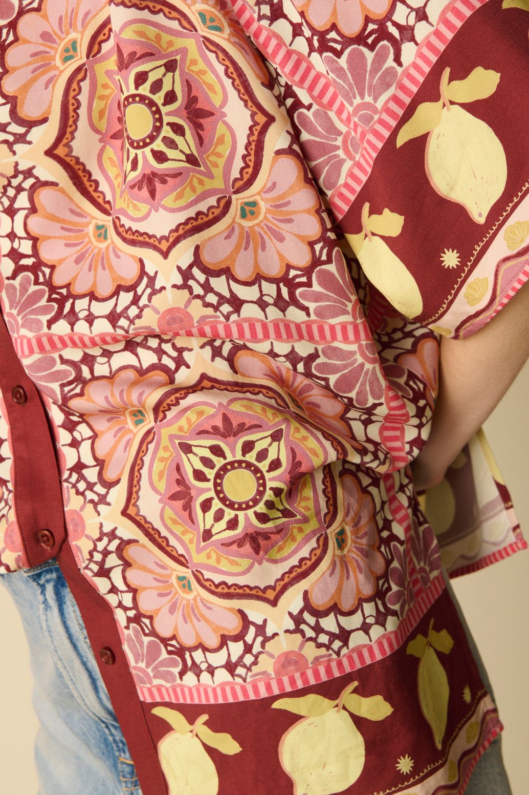 Gemusterte Bluse - rosa
