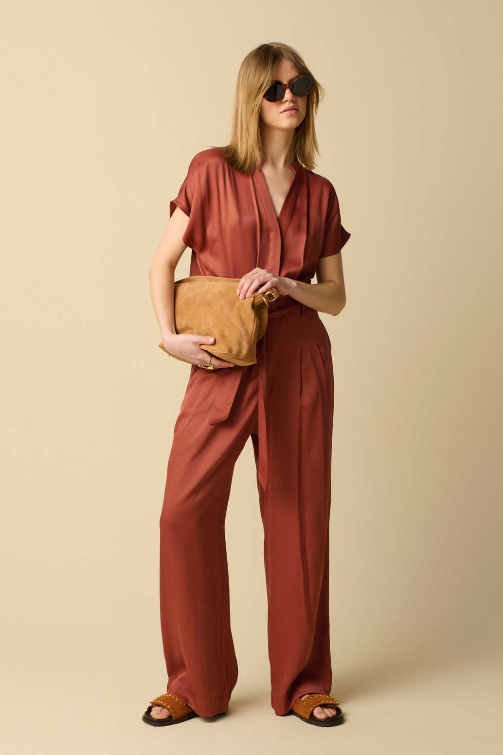 Combinaison avec ceinture - rouge foncé