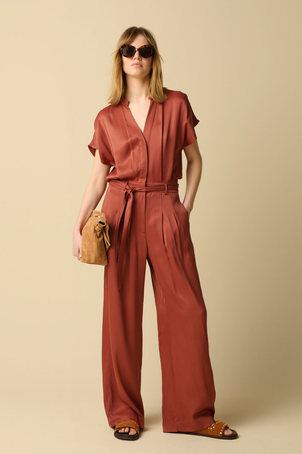 Combinaison avec ceinture - rouge foncé