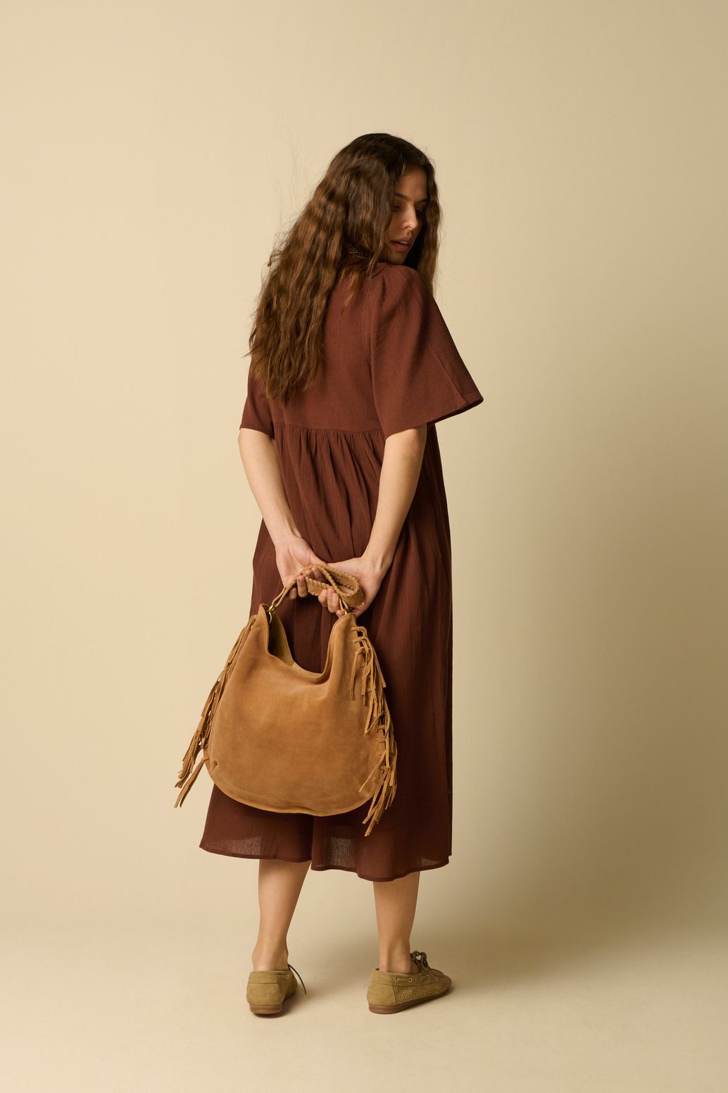 Donkerbruine maxi jurk