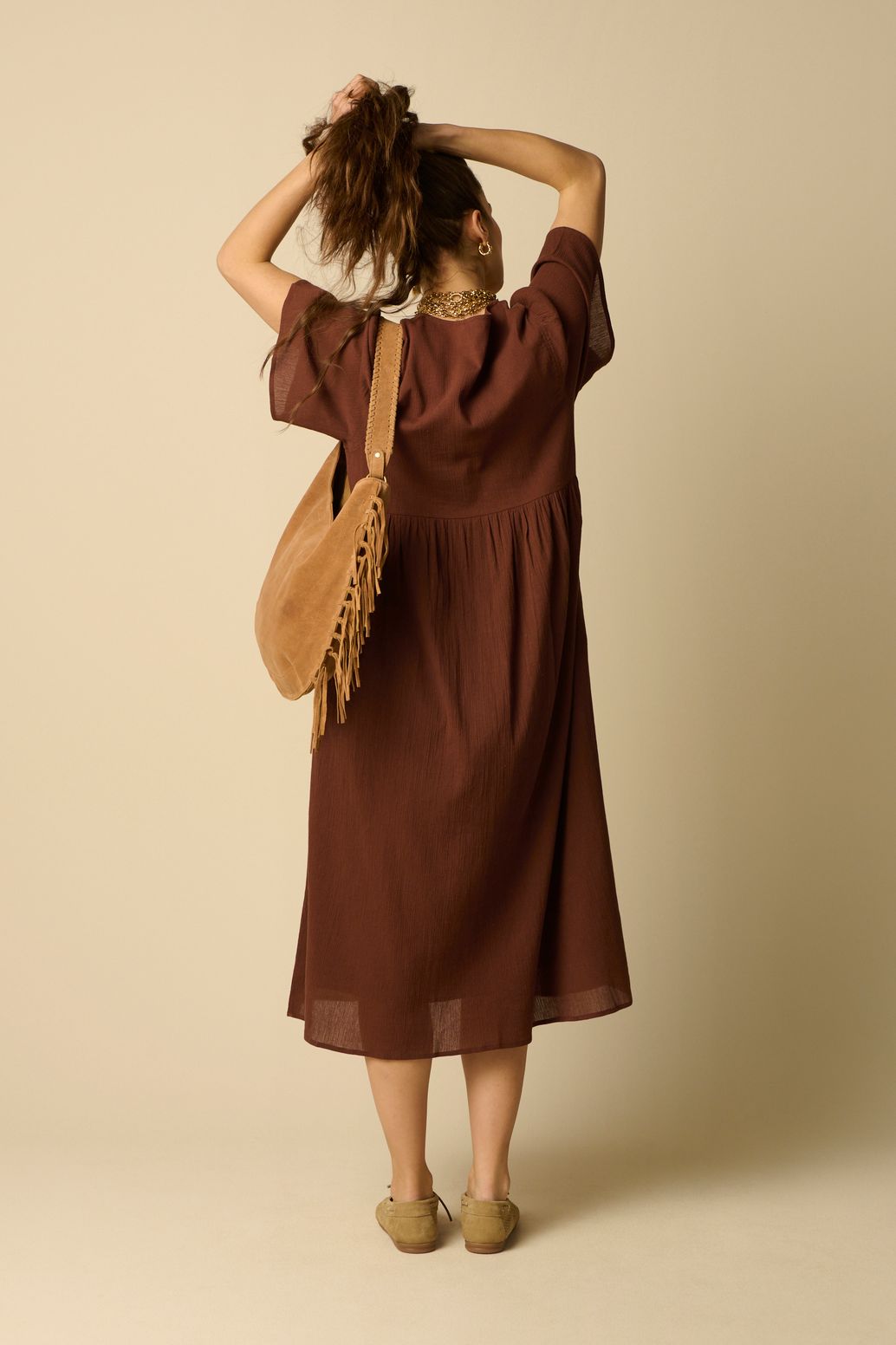 Donkerbruine maxi jurk