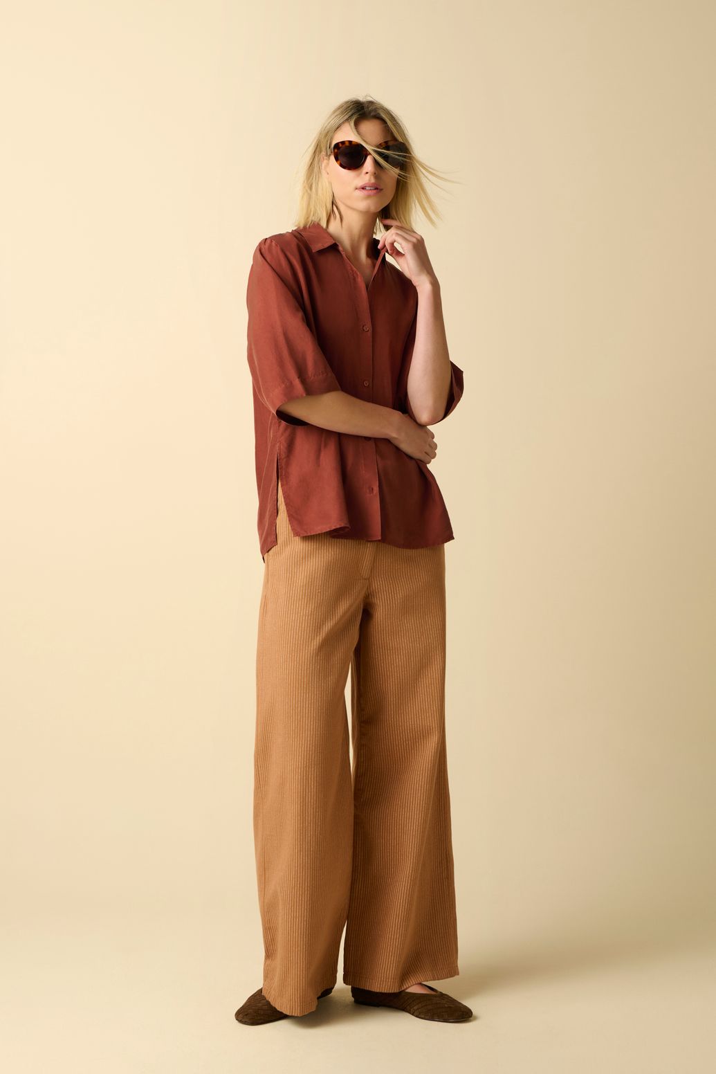 Blouse en soie - marron