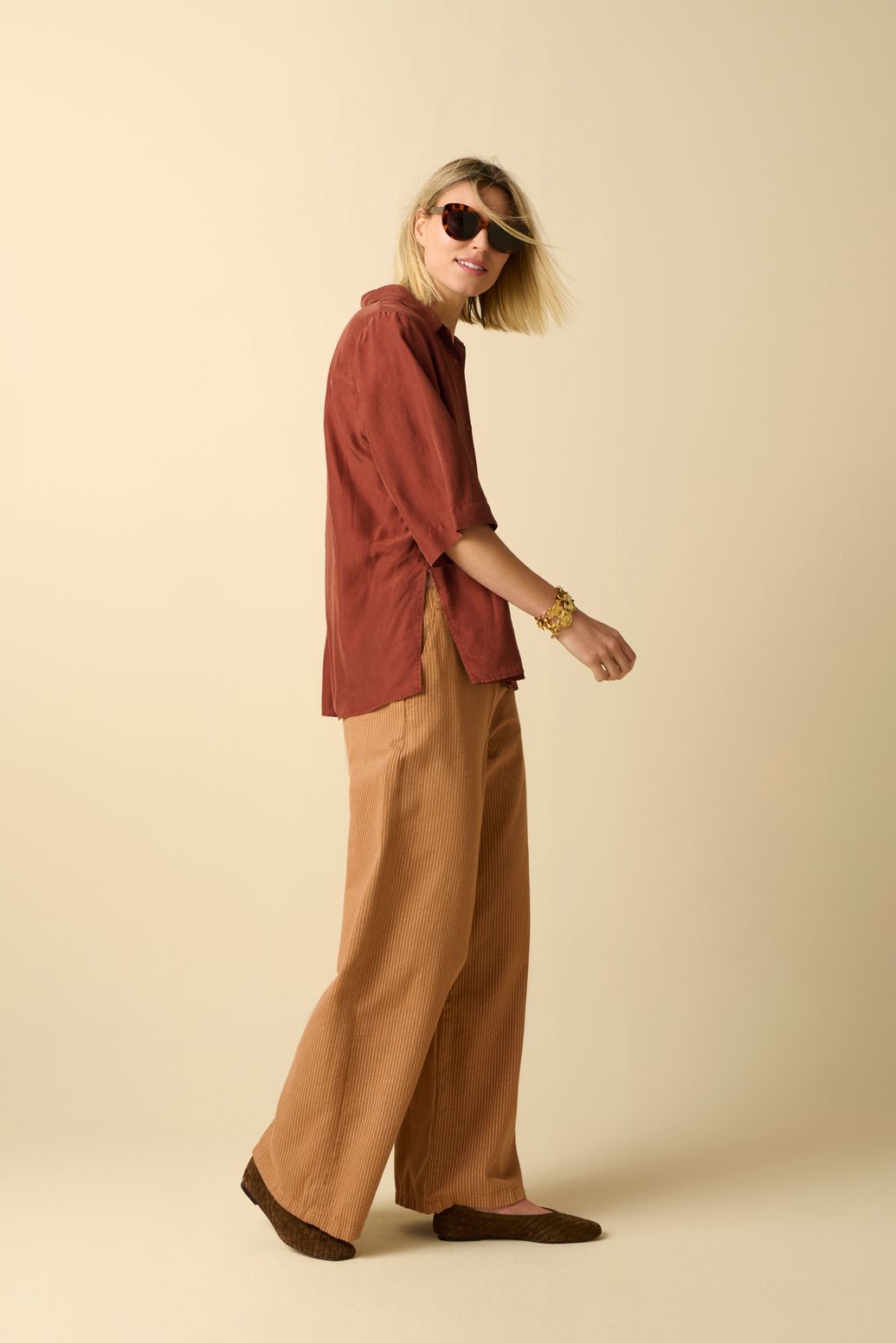 Bruine zijde blouse
