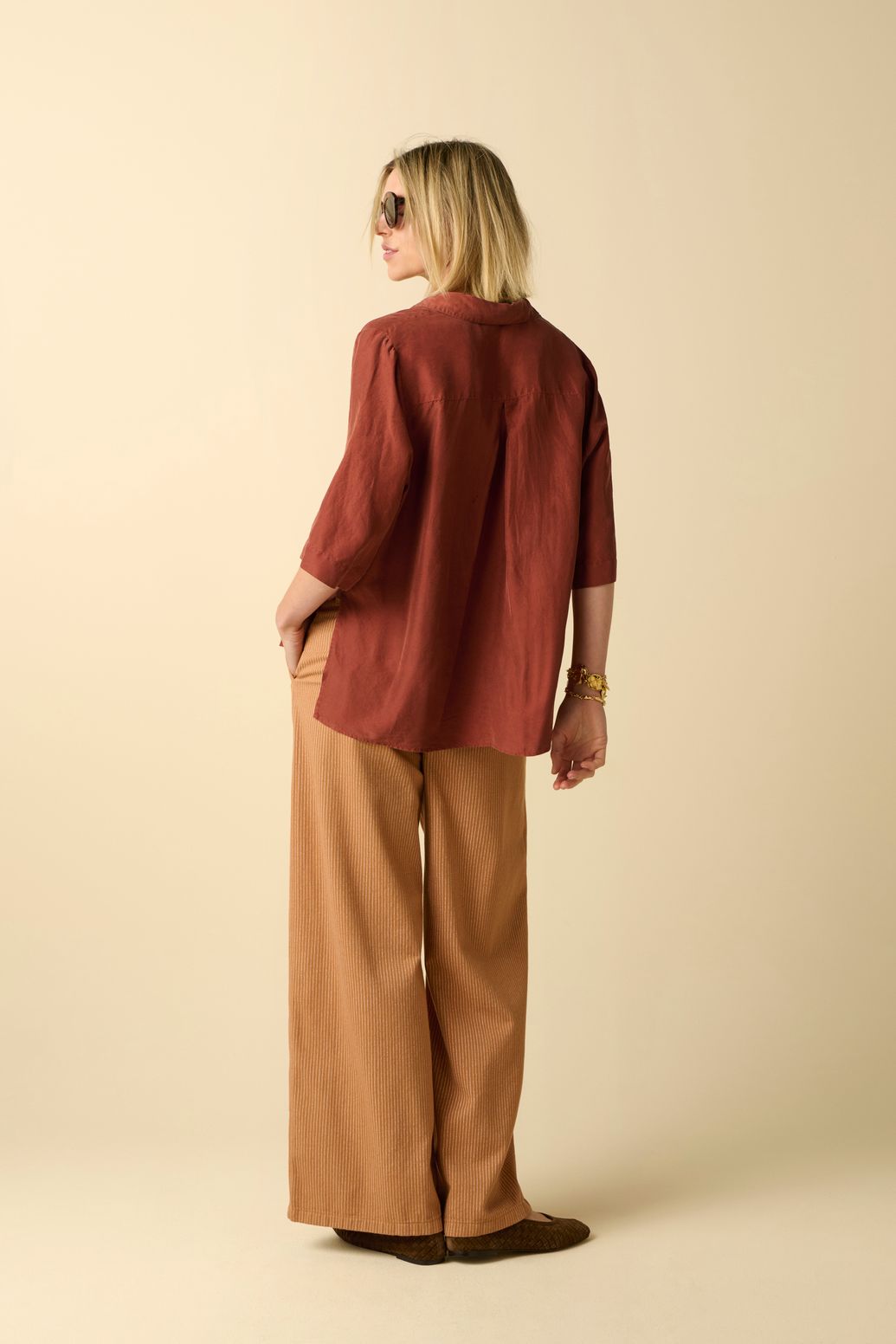 Blouse en soie - marron