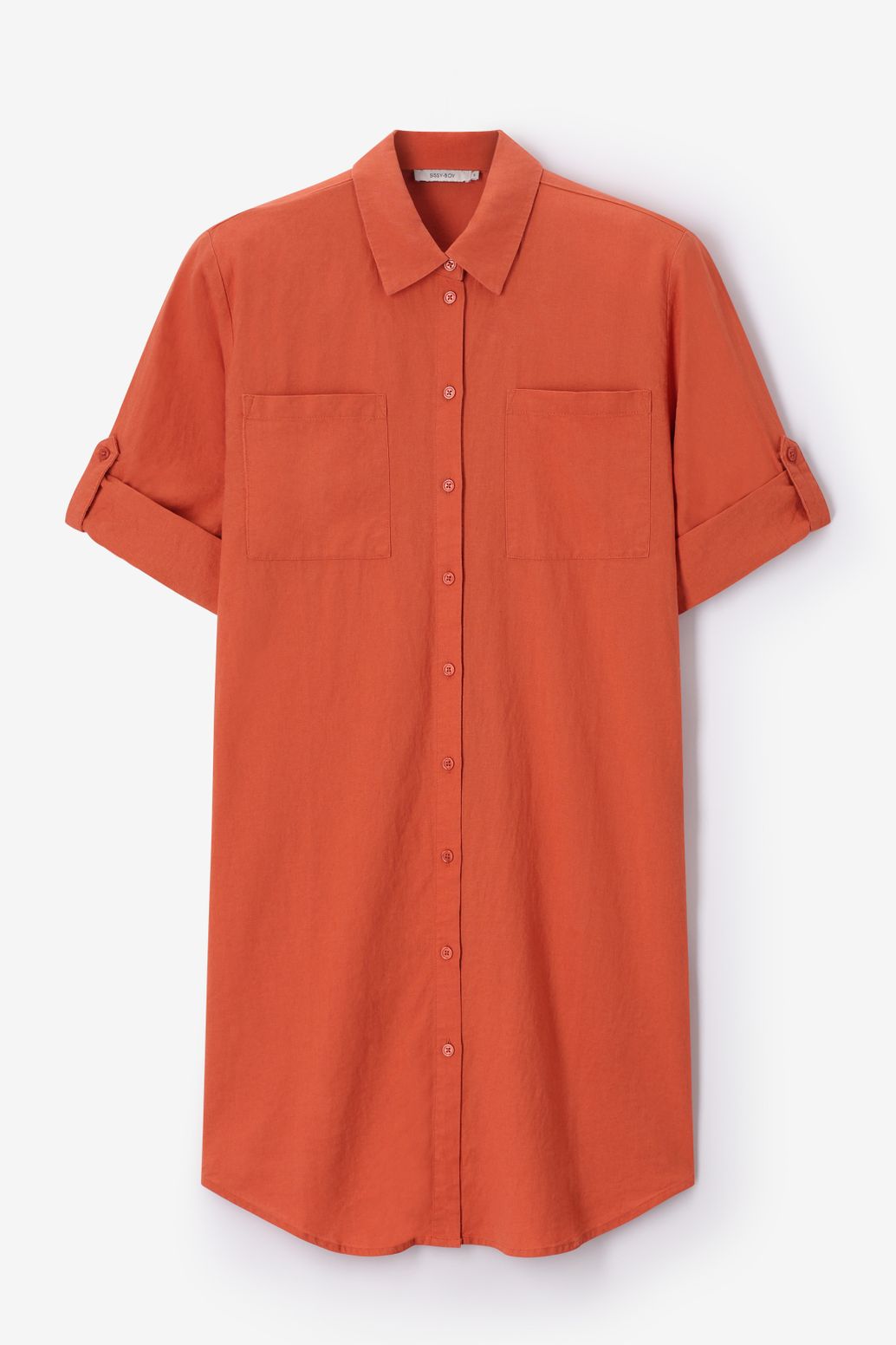 Midi-Kleid aus Leinen - orange