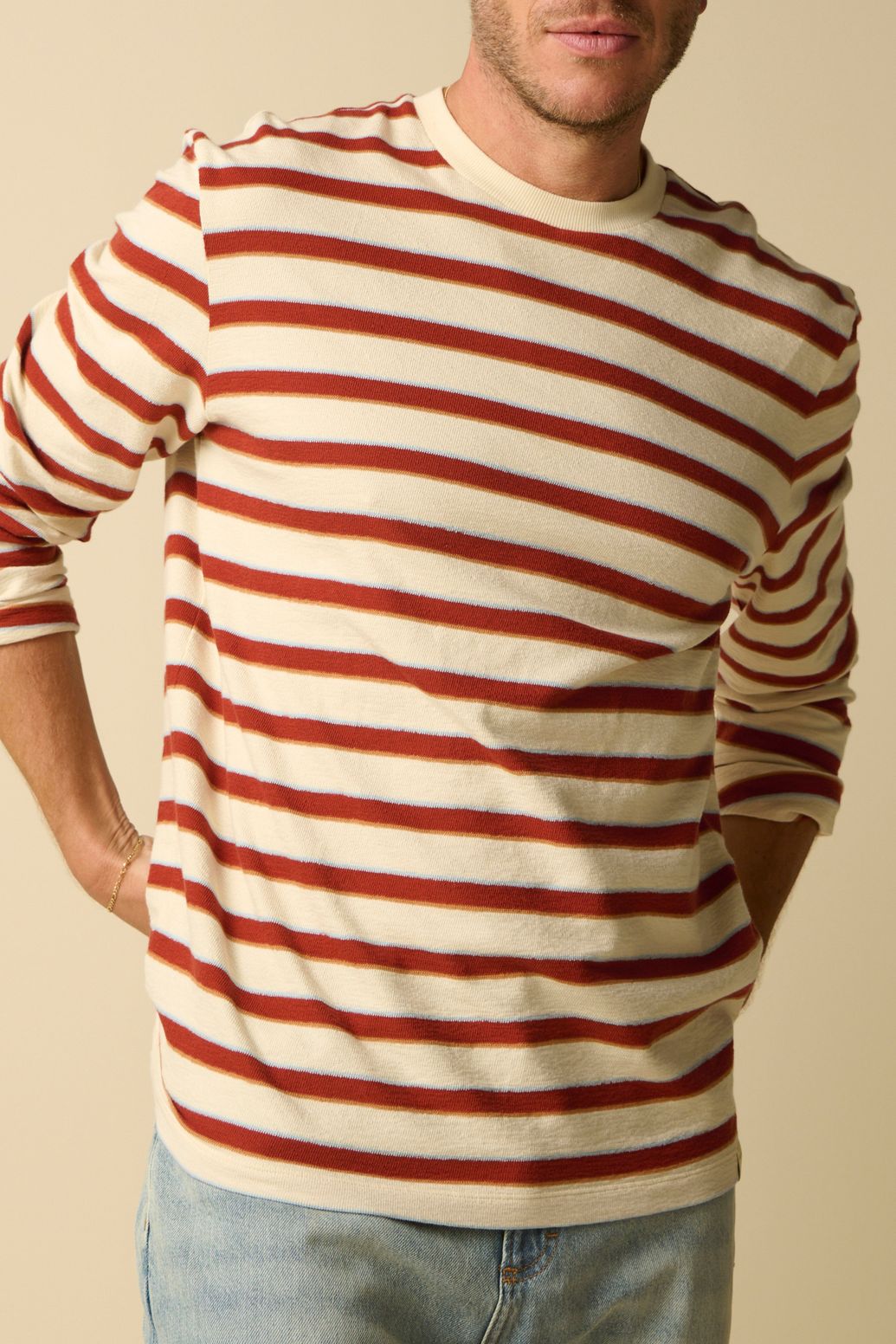 Donkerrood gestreept T-shirt