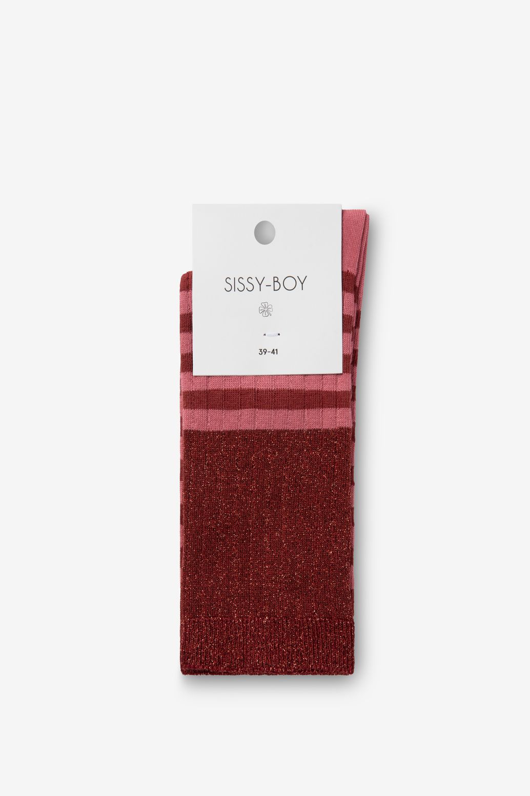 Donkerrode gestreepte sokken met lurex